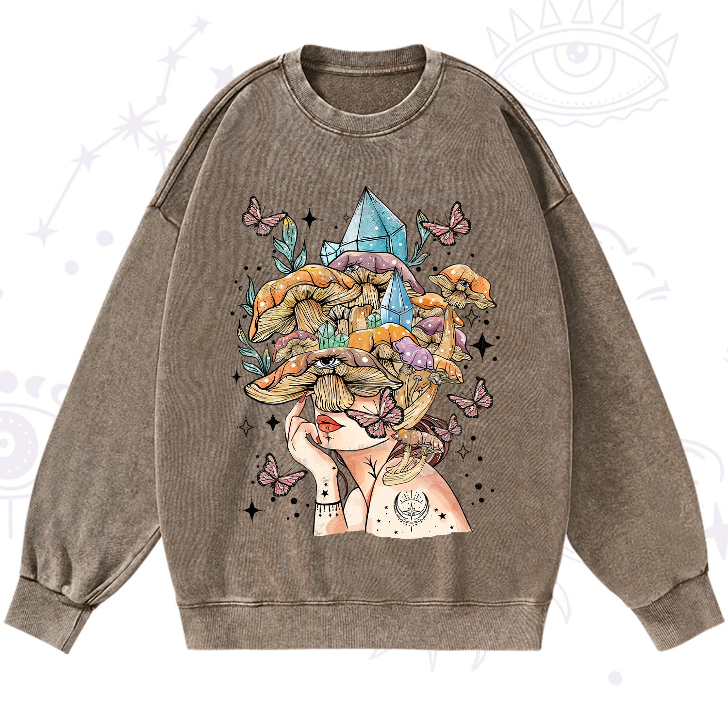 Purplehecate Crystal Goddess Washed Sweatshirt