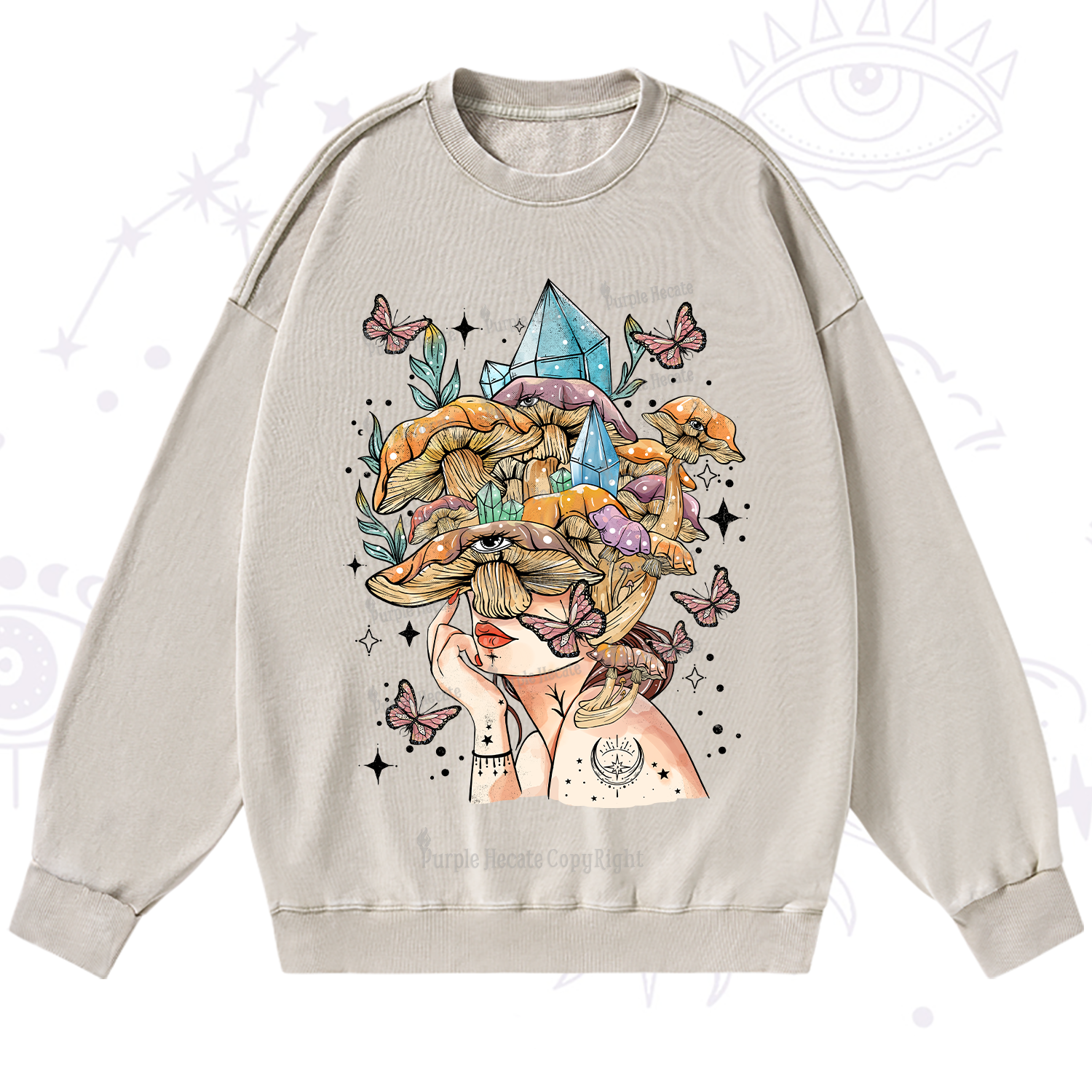 Purplehecate Crystal Goddess Washed Sweatshirt