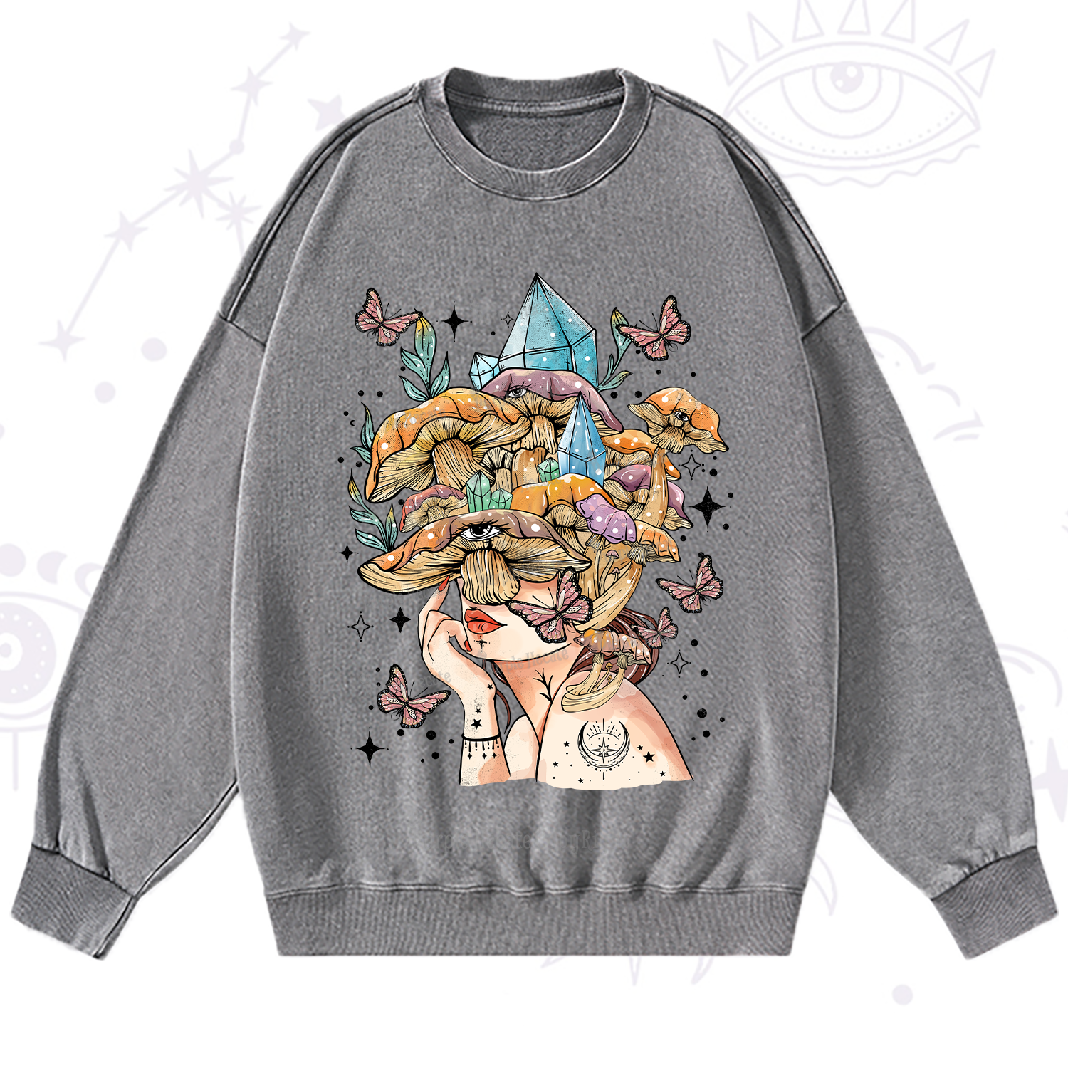 Purplehecate Crystal Goddess Washed Sweatshirt