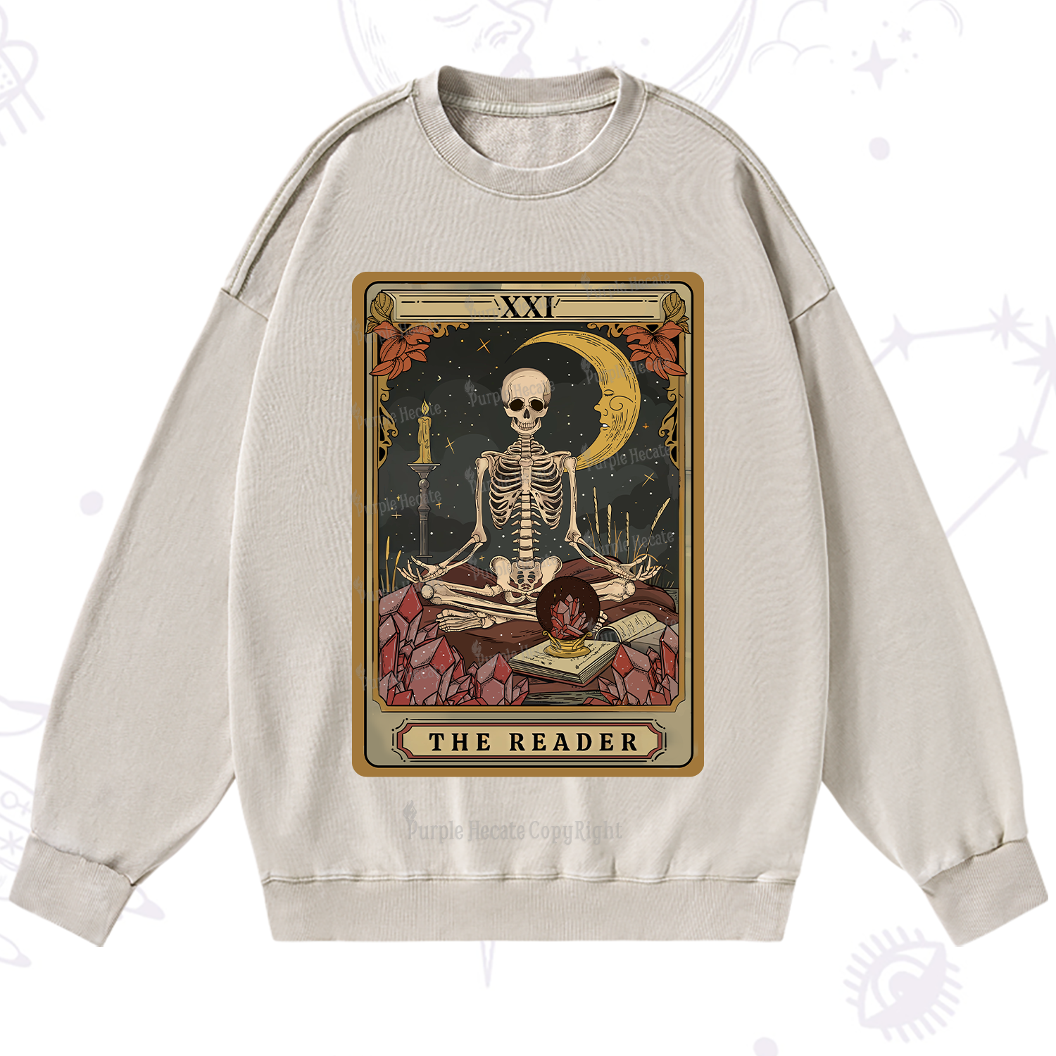 Purplehecate The Reader Tarot Washed Sweatshirt