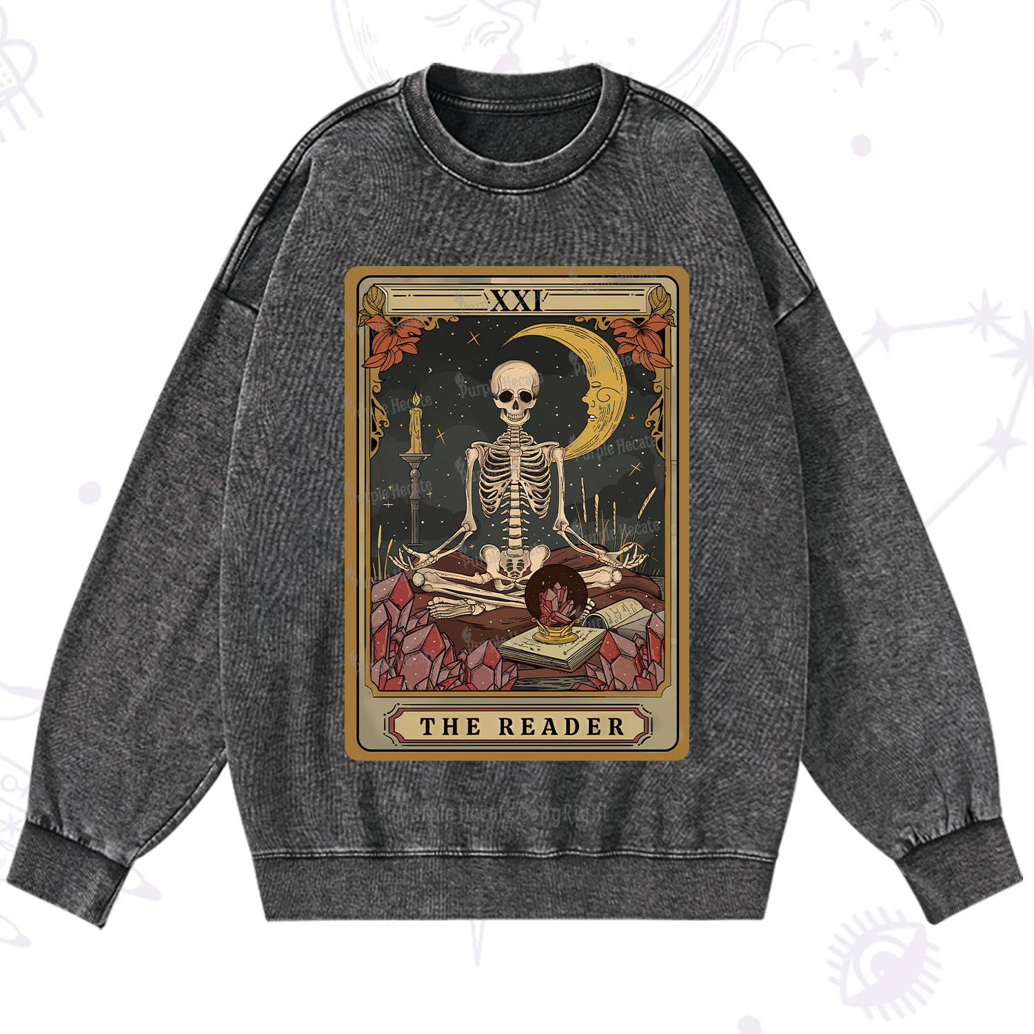 Purplehecate The Reader Tarot Washed Sweatshirt