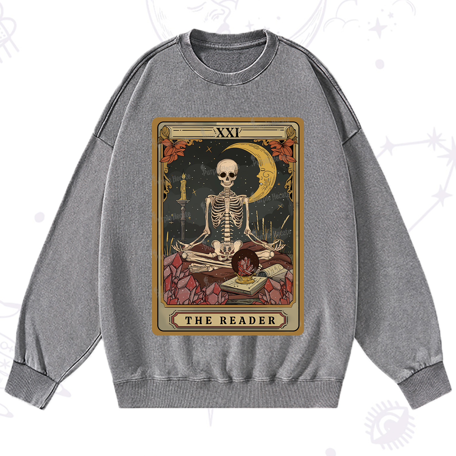 Purplehecate The Reader Tarot Washed Sweatshirt