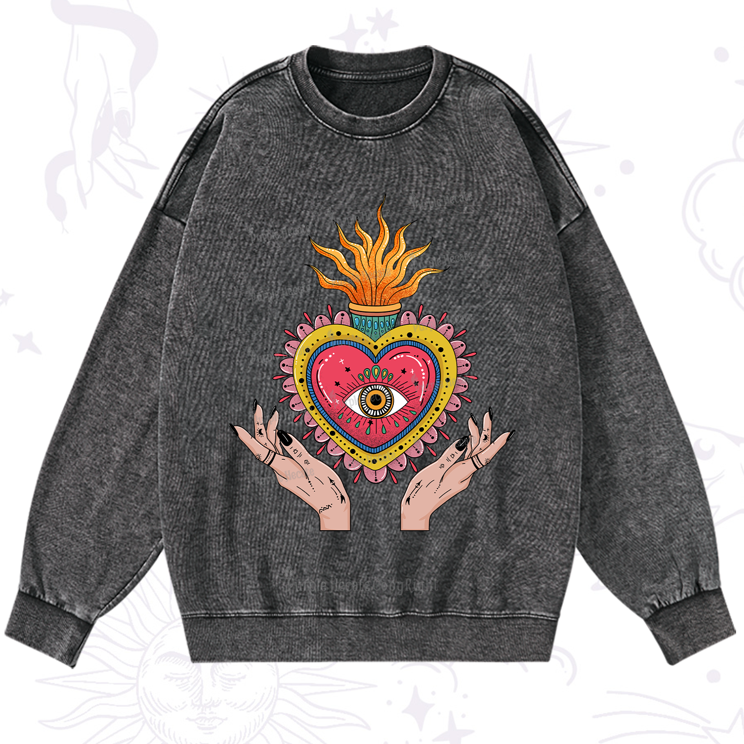 Purplehecate The Fiery Eye Washed Sweatshirt