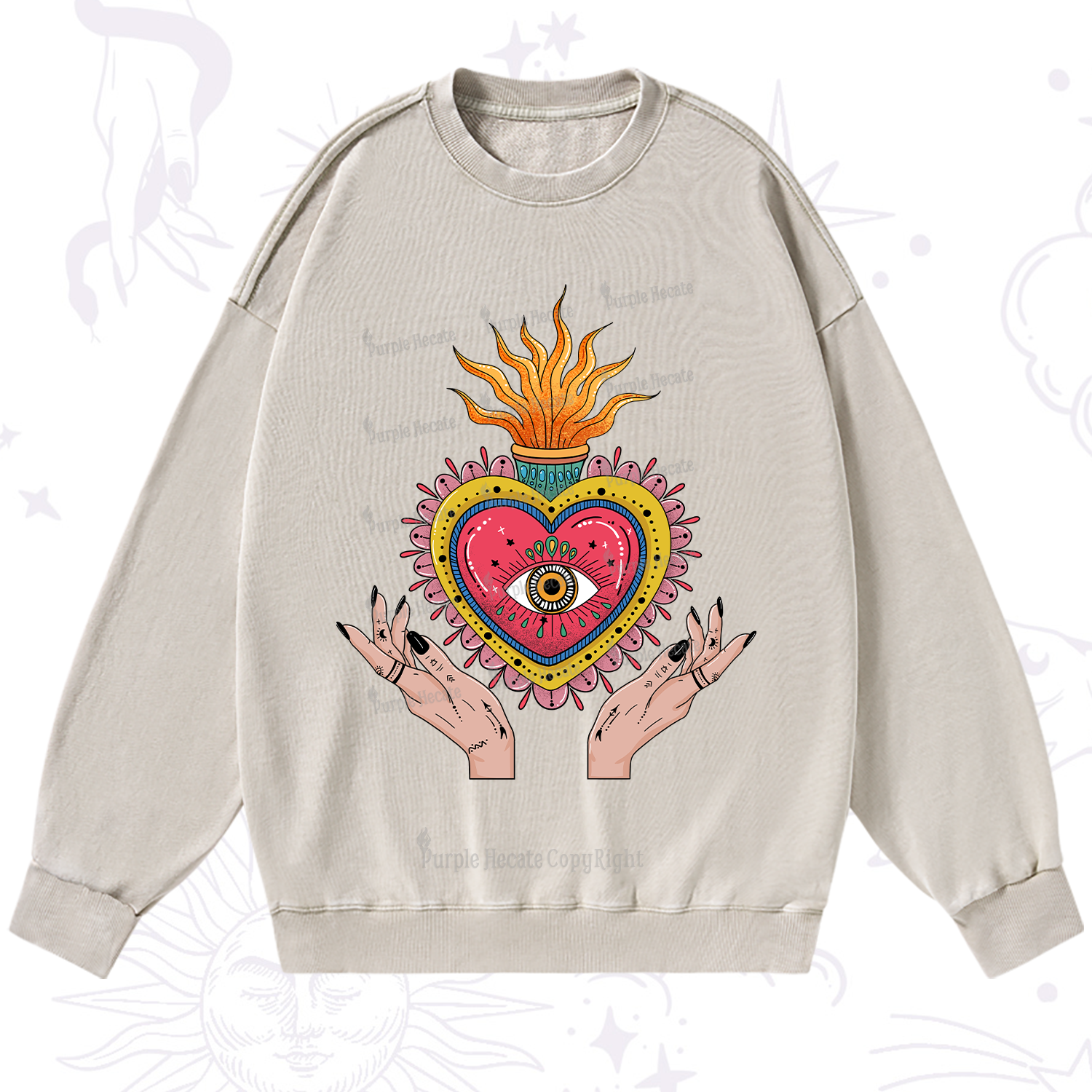 Purplehecate The Fiery Eye Washed Sweatshirt