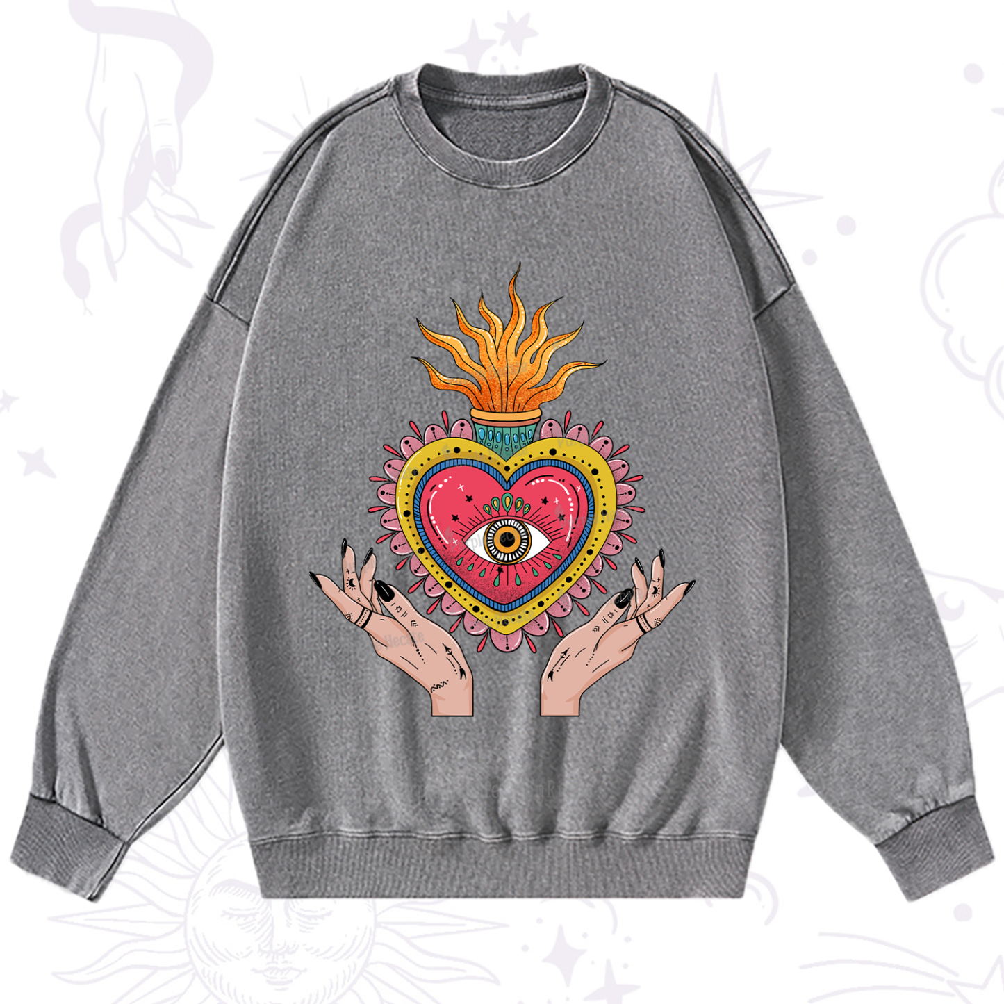 Purplehecate The Fiery Eye Washed Sweatshirt