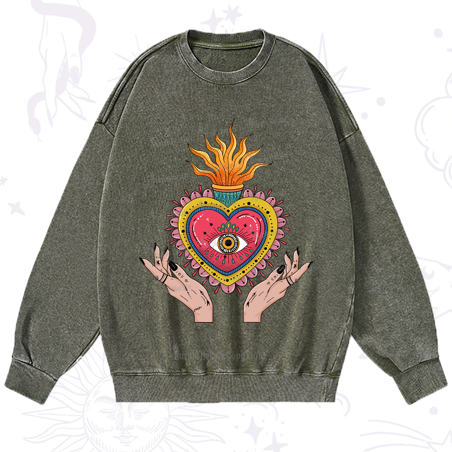 Purplehecate The Fiery Eye Washed Sweatshirt