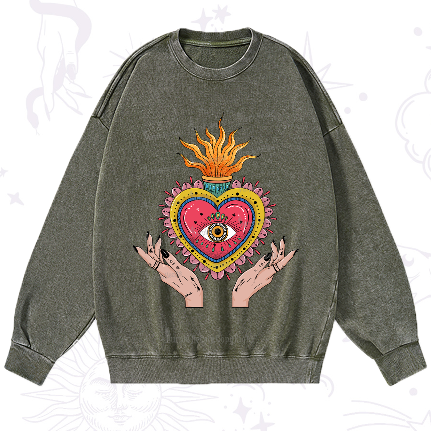 Purplehecate The Fiery Eye Washed Sweatshirt