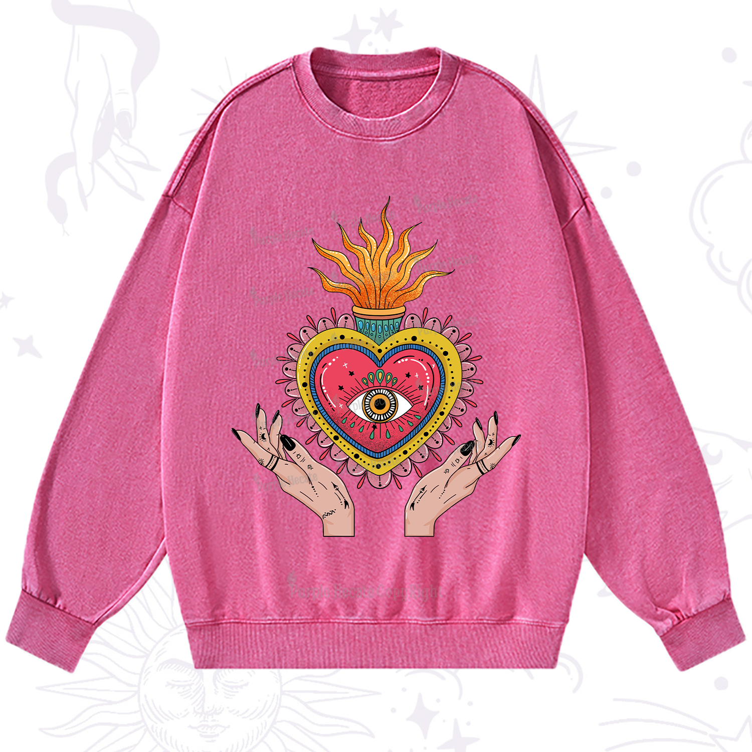 Purplehecate The Fiery Eye Washed Sweatshirt