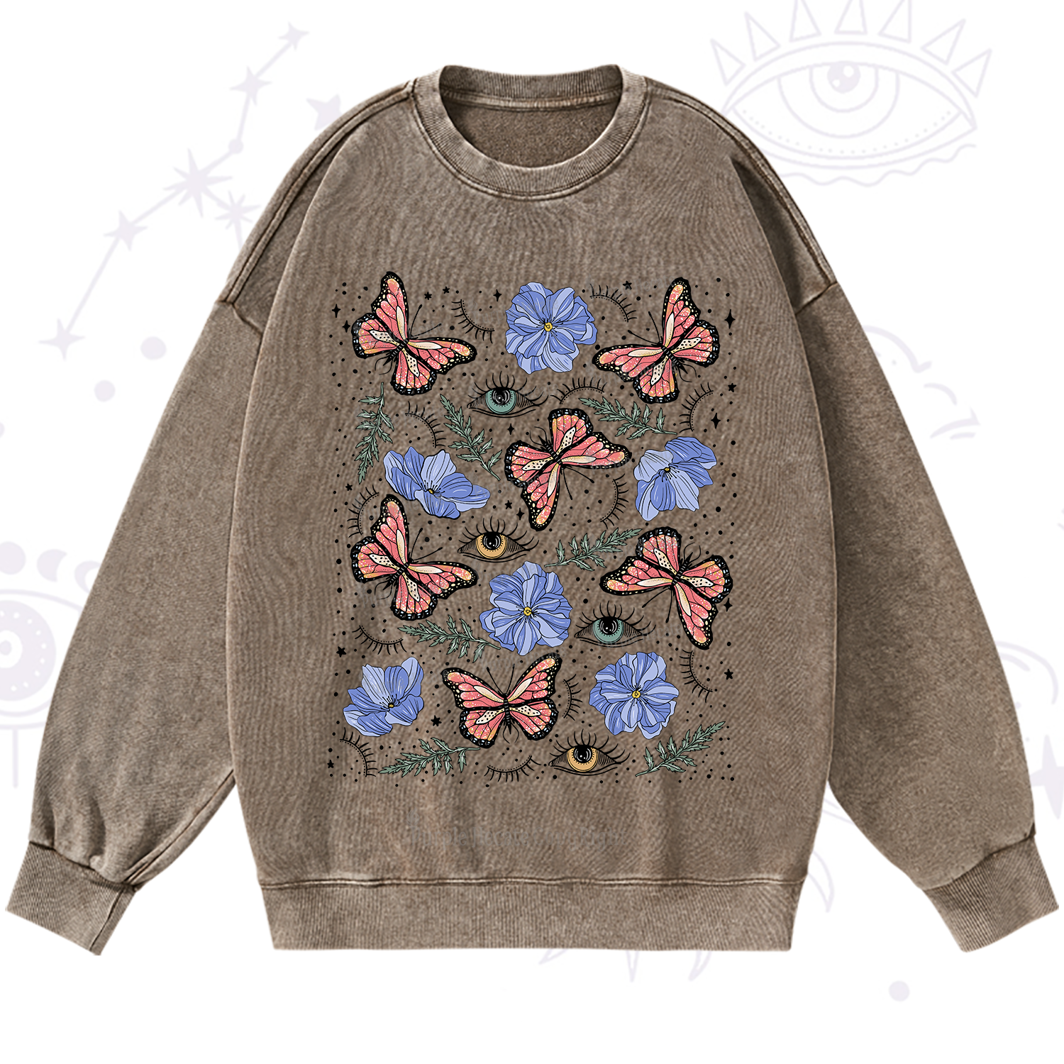 Purplehecate Butterfly Floral Washed Sweatshirt