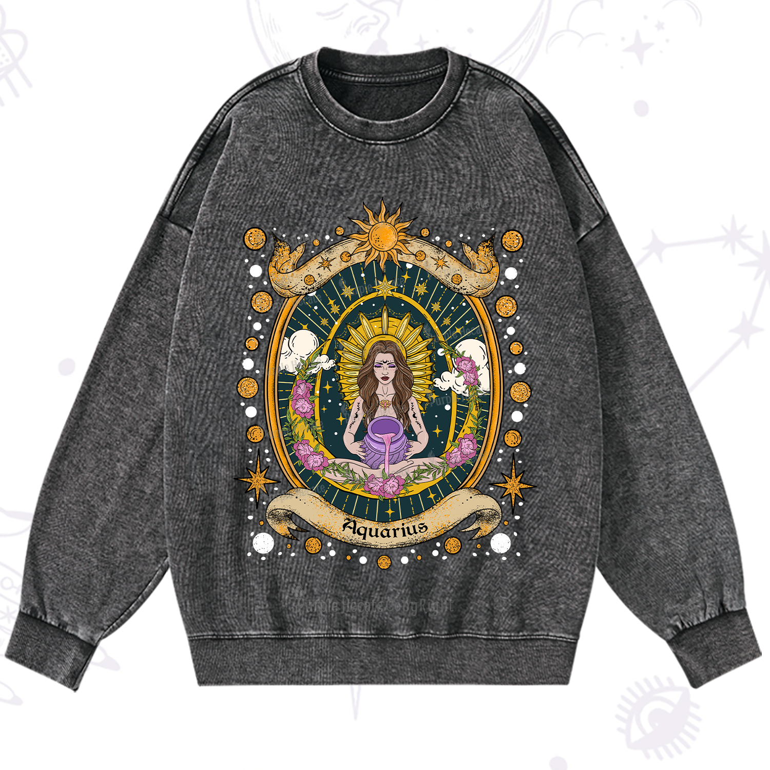 Purplehecate Aquarius Radiance Zodiac Washed Sweatshirt