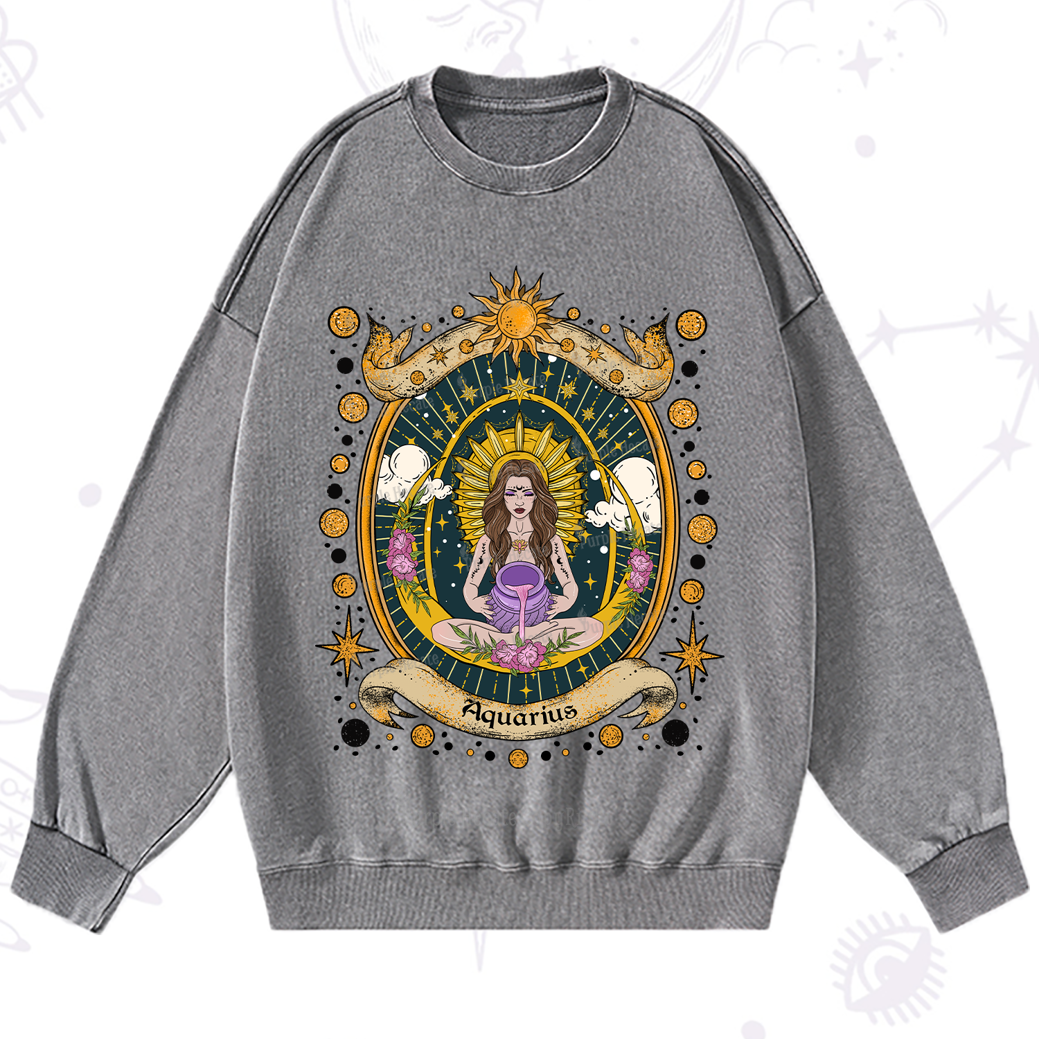 Purplehecate Aquarius Radiance Zodiac Washed Sweatshirt