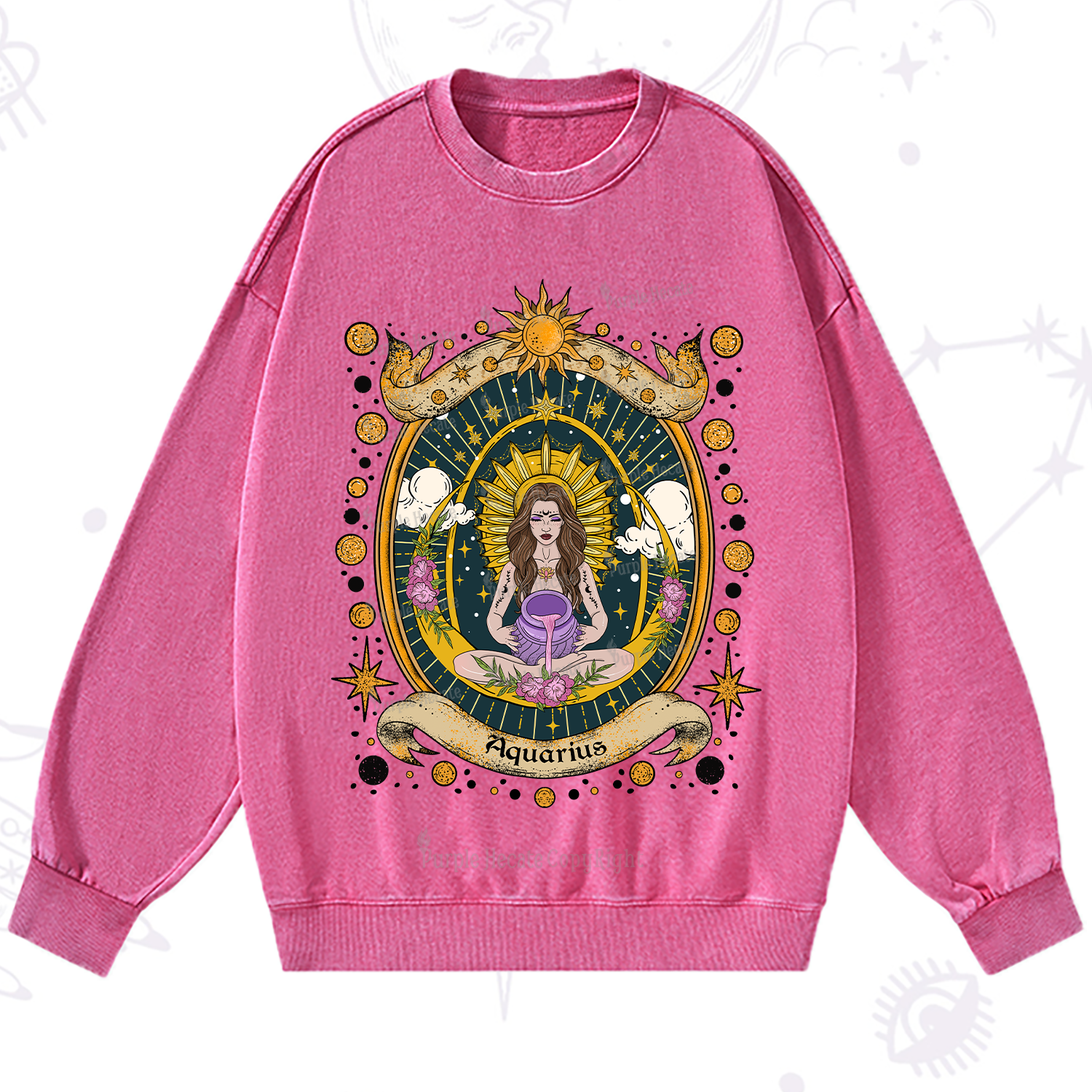Purplehecate Aquarius Radiance Zodiac Washed Sweatshirt