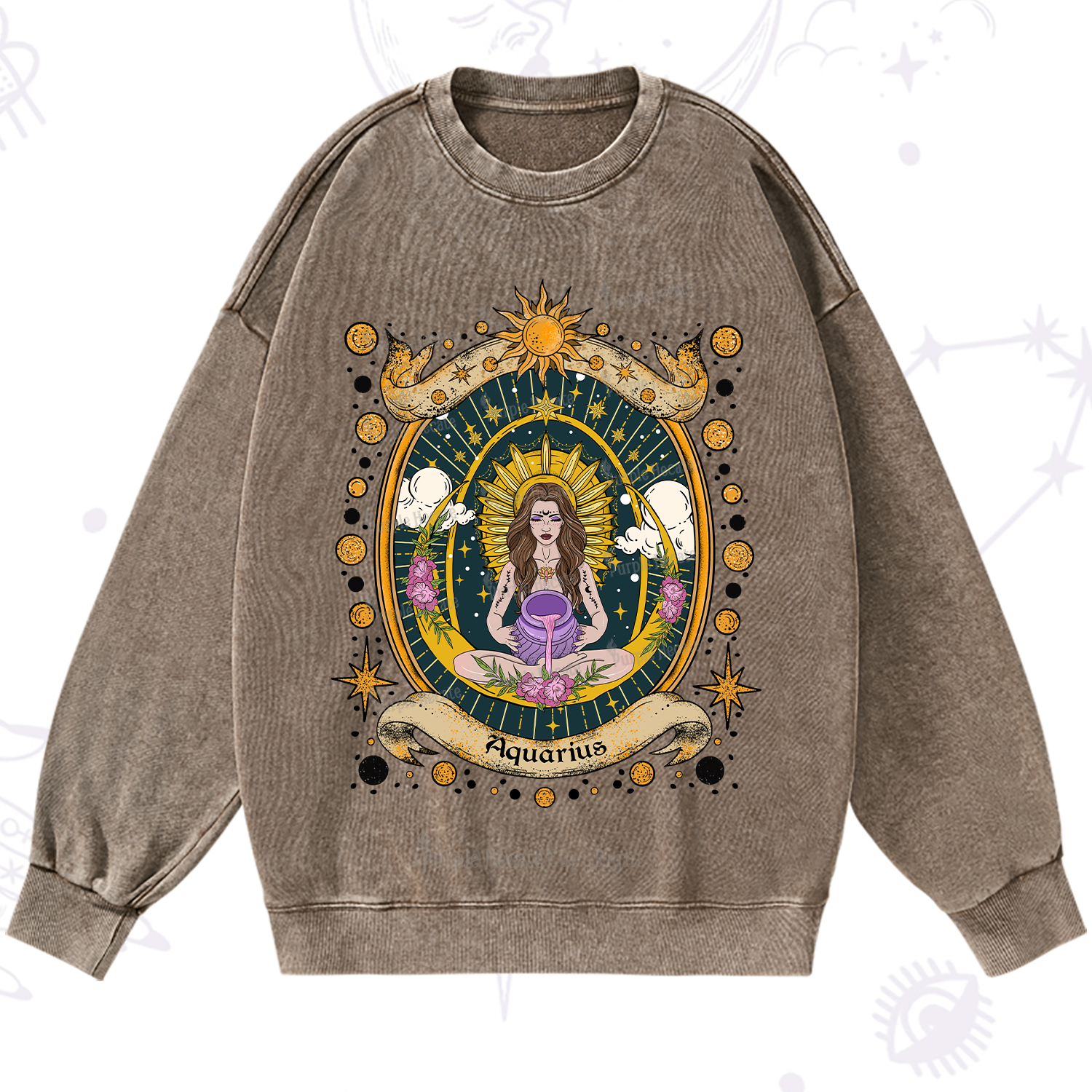 Purplehecate Aquarius Radiance Zodiac Washed Sweatshirt