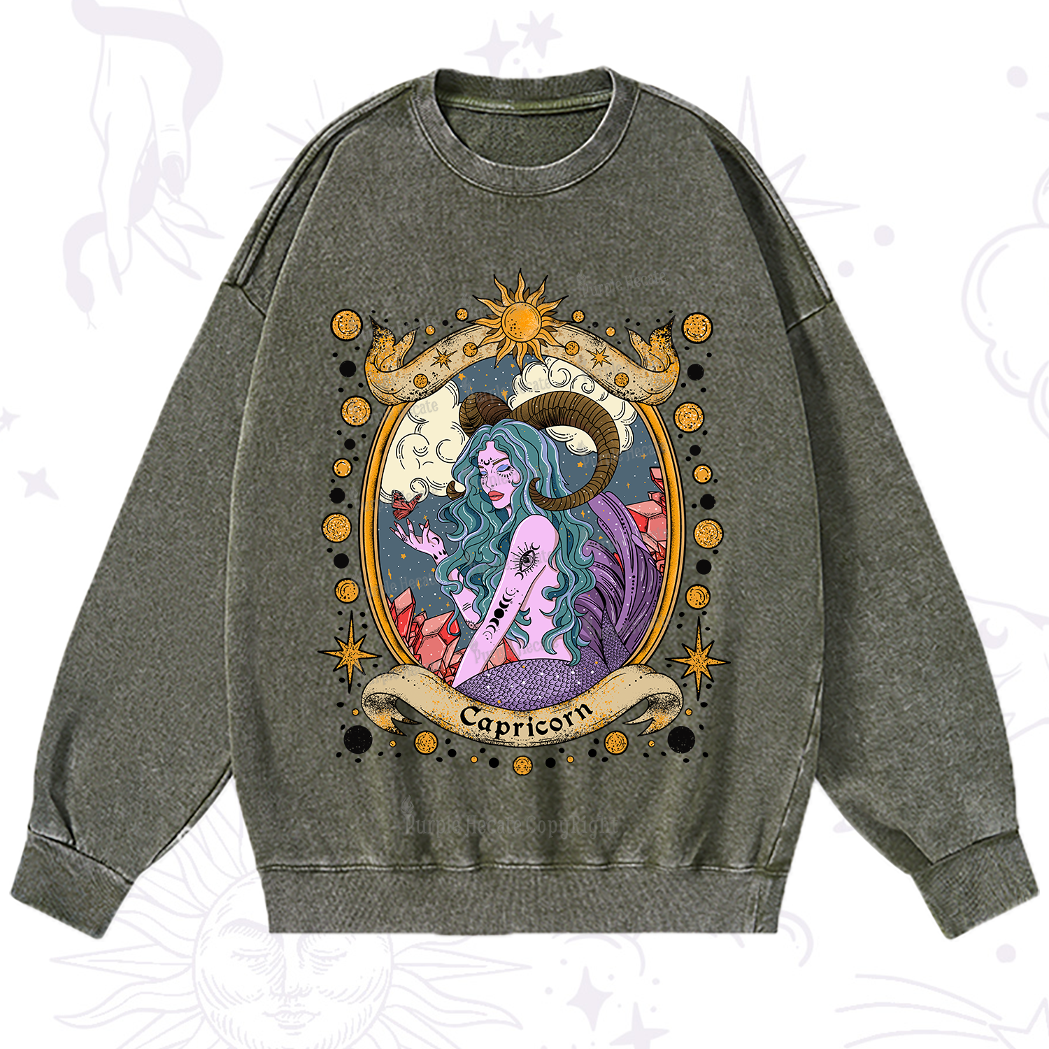 Purplehecate Capricorn Radiance Washed Sweatshirt