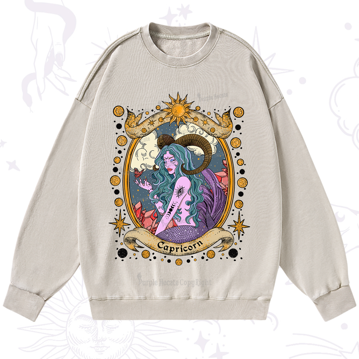 Purplehecate Capricorn Radiance Washed Sweatshirt