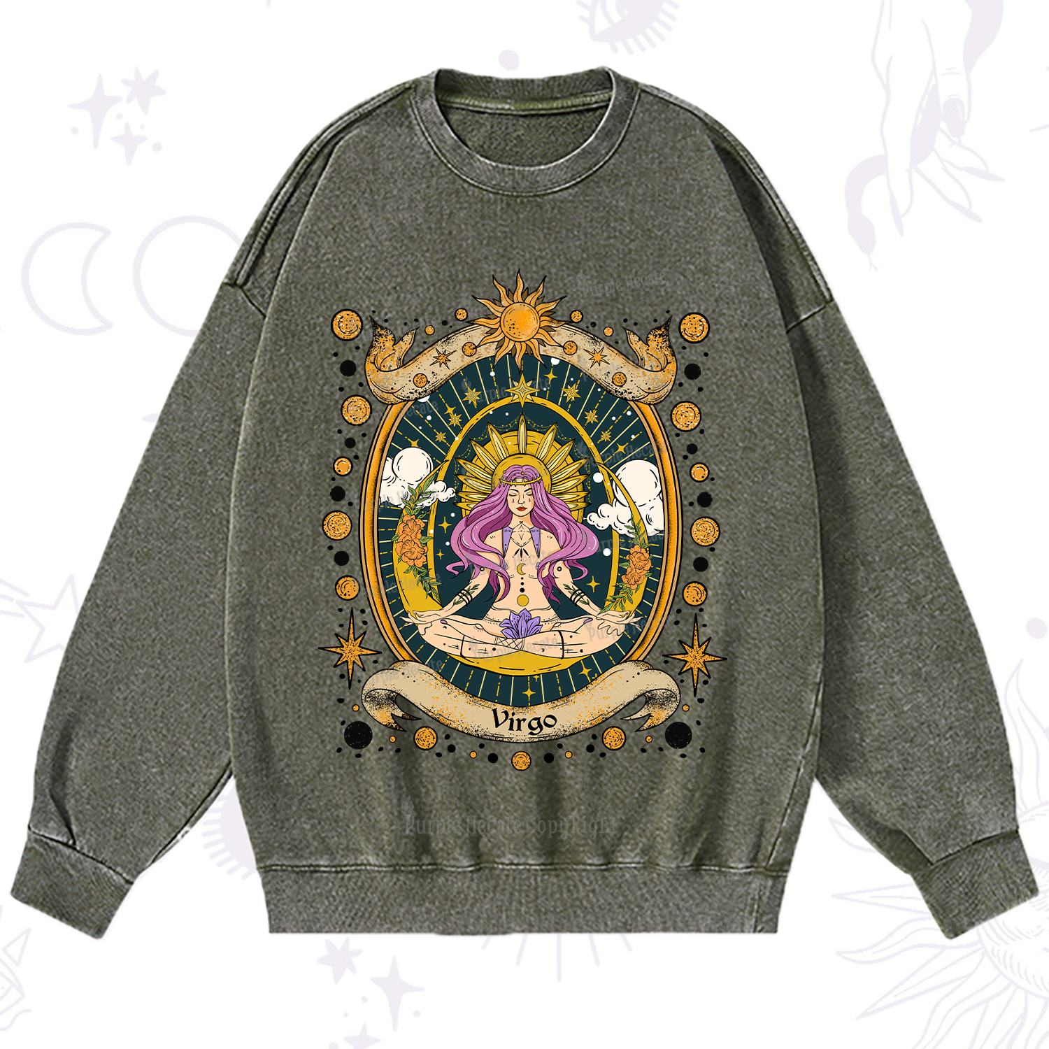 Purplehecate Virgo Radiance Zodiac Washed Sweatshirt