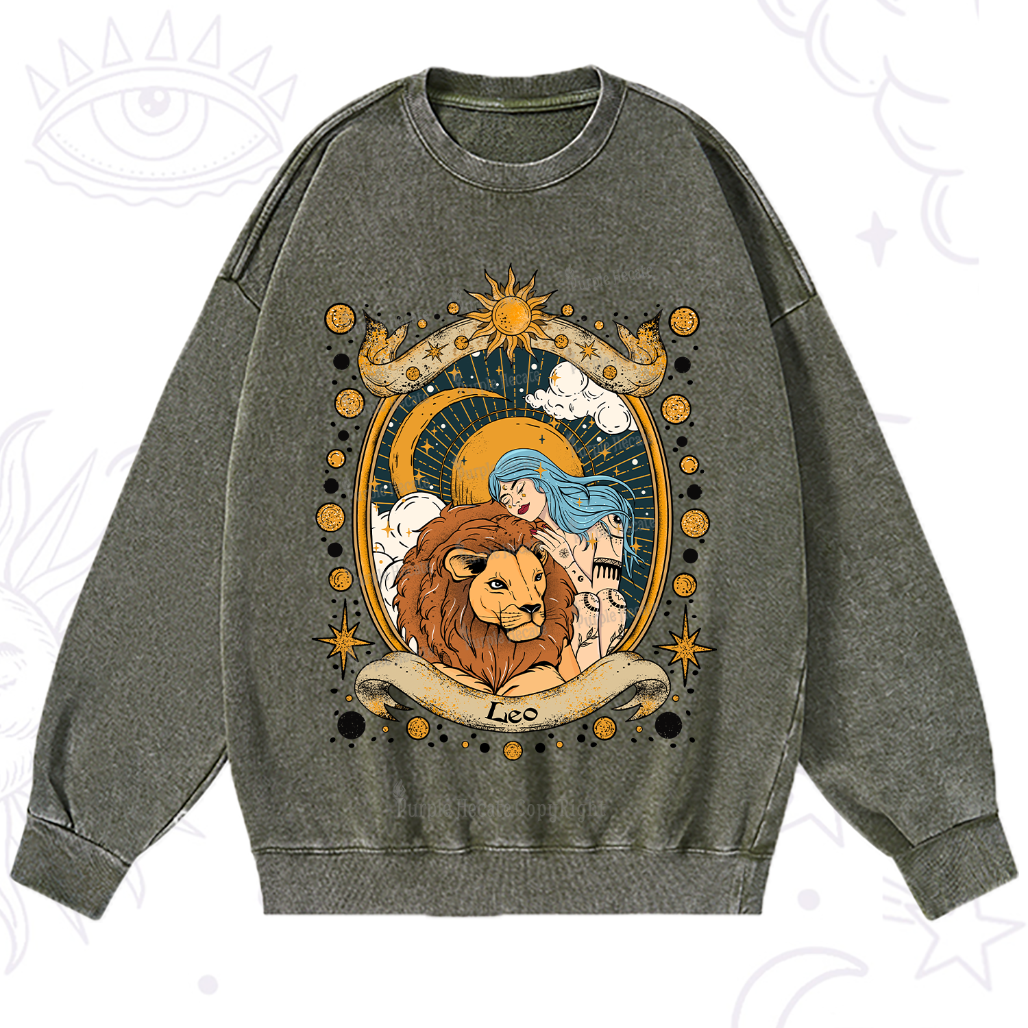 Purplehecate Leo Radiance Zodiac Washed Sweatshirt