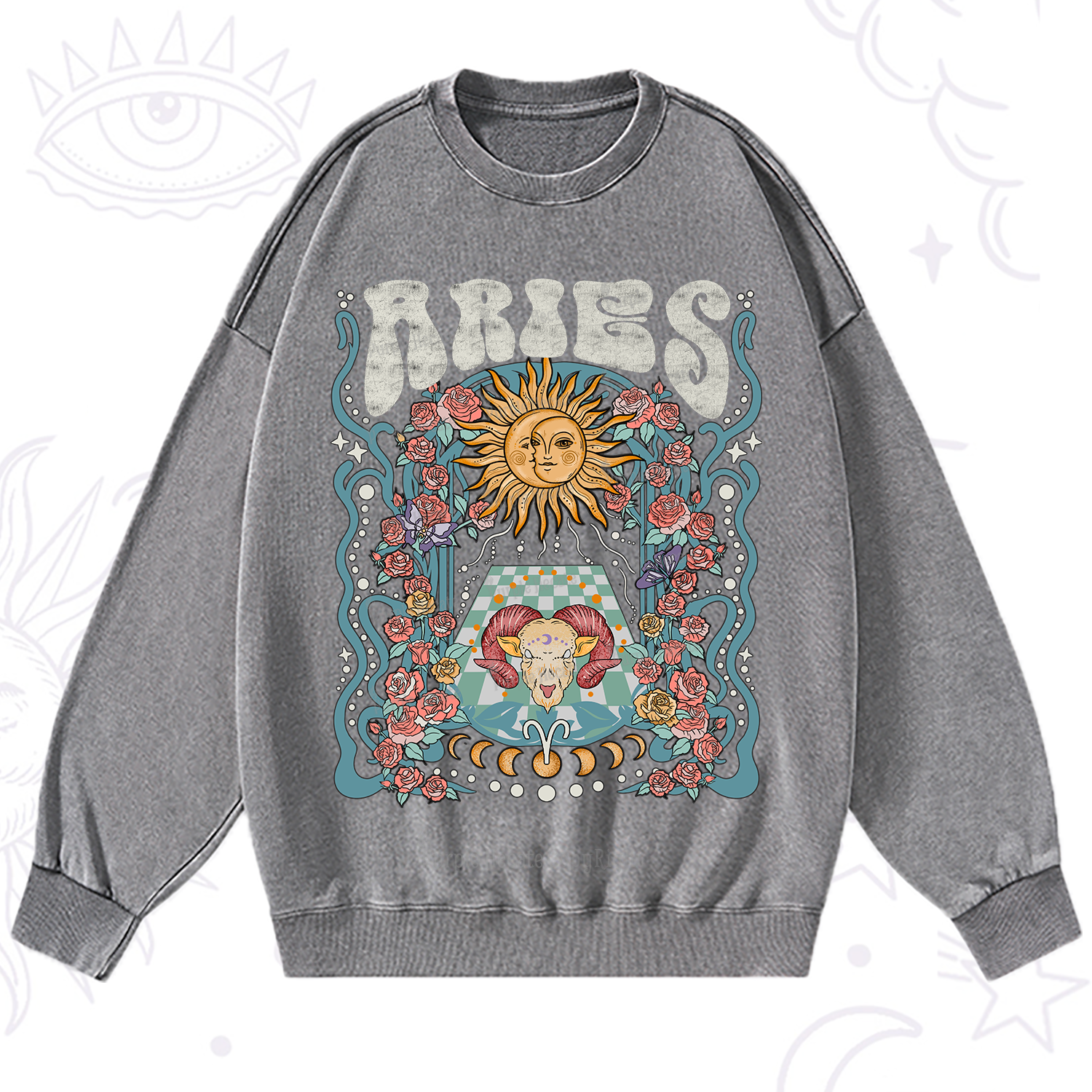 Purplehecate Aries Spirit Zodiac Washed Sweatshirt