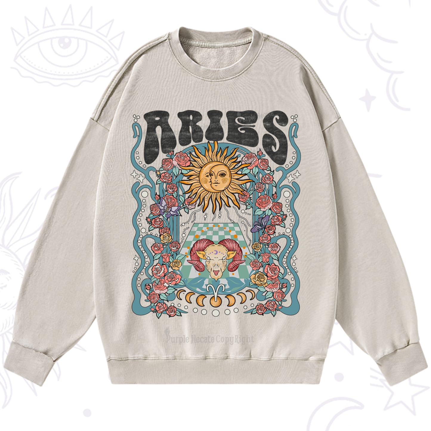 Purplehecate Aries Spirit Zodiac Washed Sweatshirt