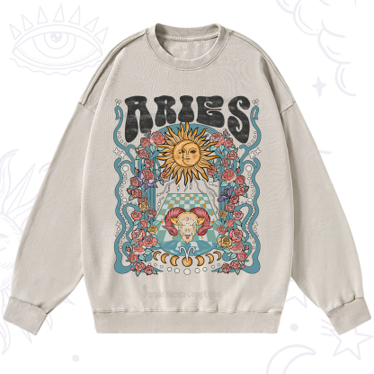 Purplehecate Aries Spirit Zodiac Washed Sweatshirt