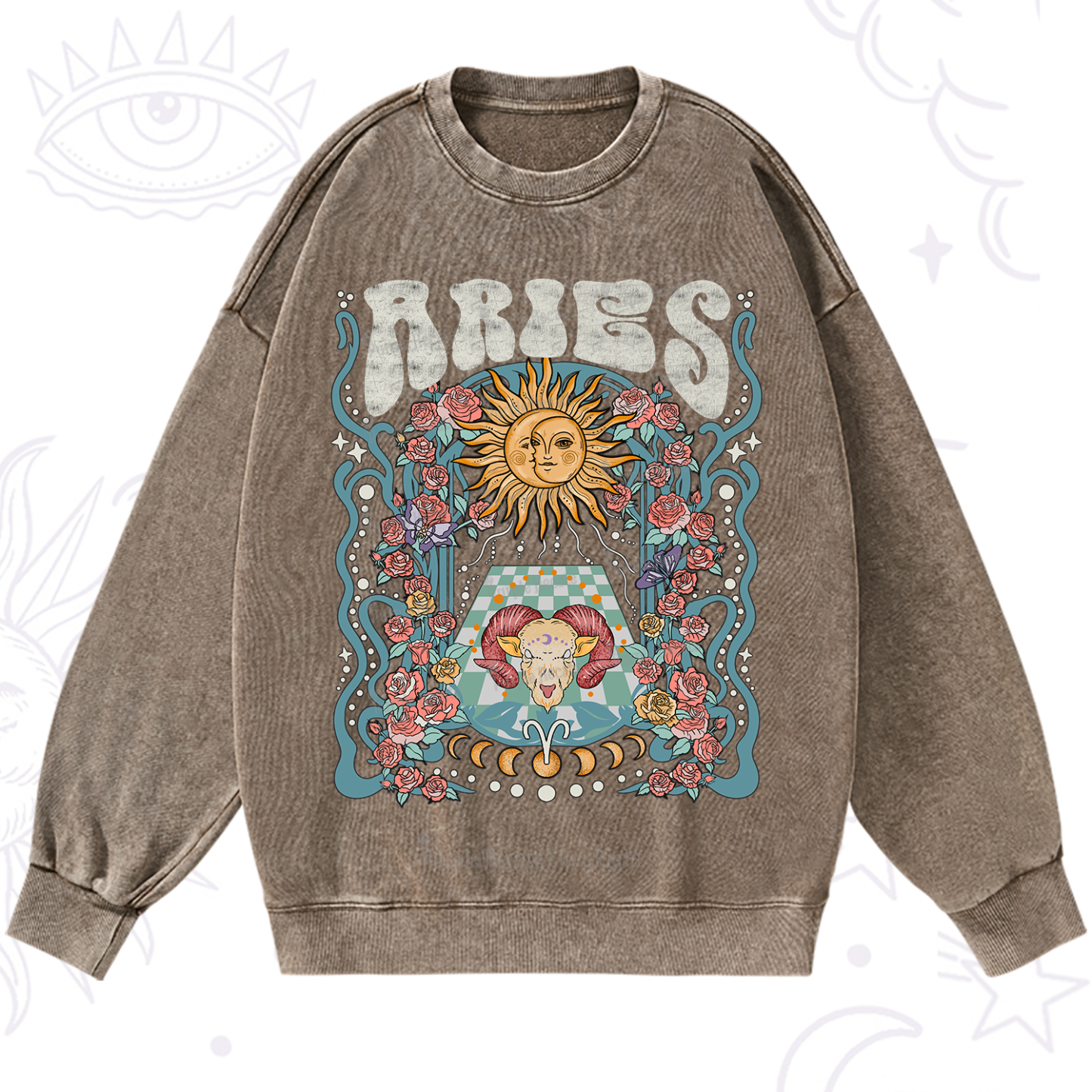 Purplehecate Aries Spirit Zodiac Washed Sweatshirt