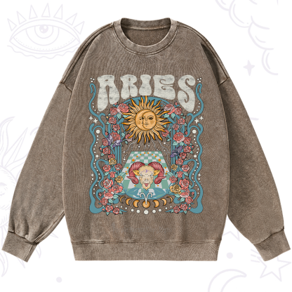 Purplehecate Aries Spirit Zodiac Washed Sweatshirt