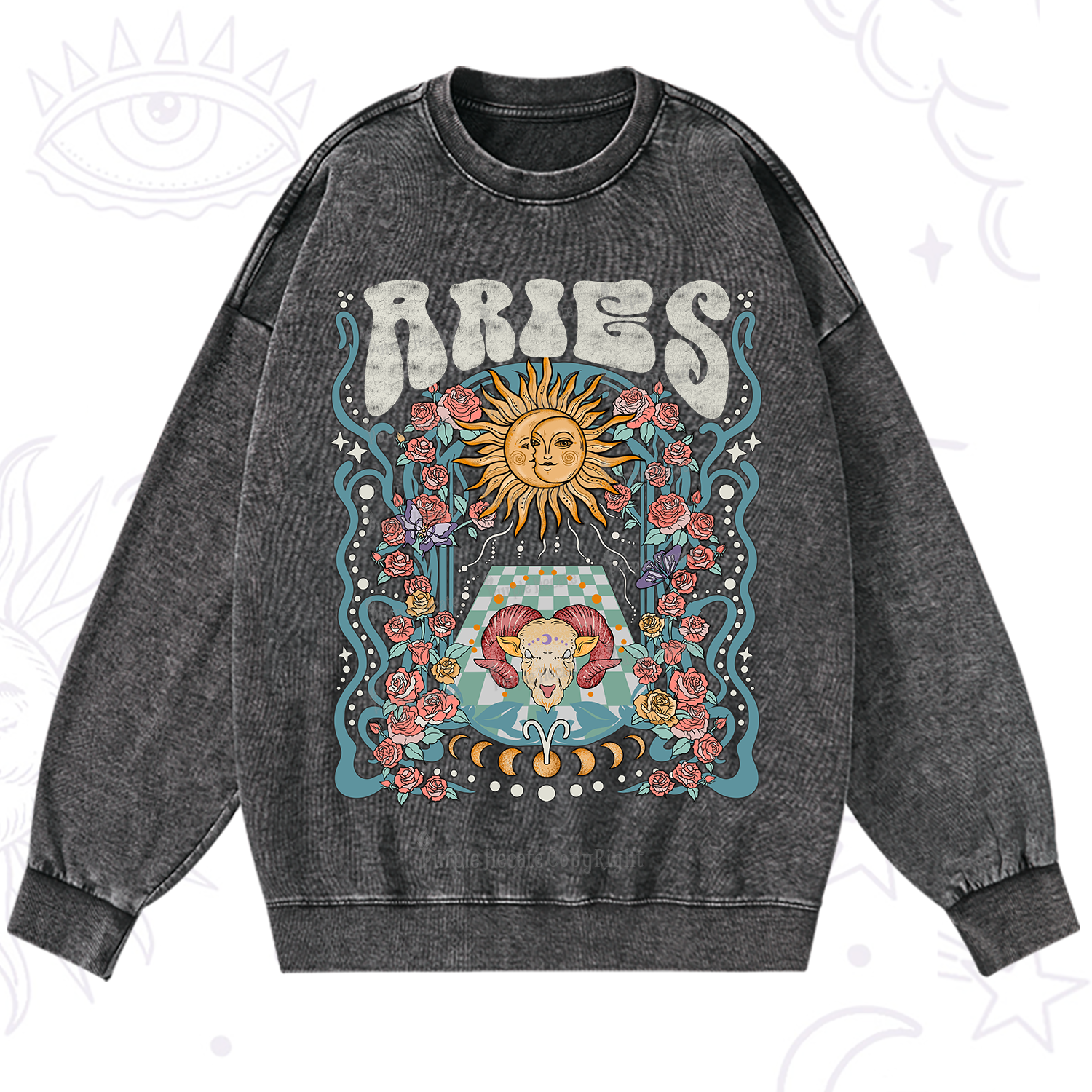 Purplehecate Aries Spirit Zodiac Washed Sweatshirt