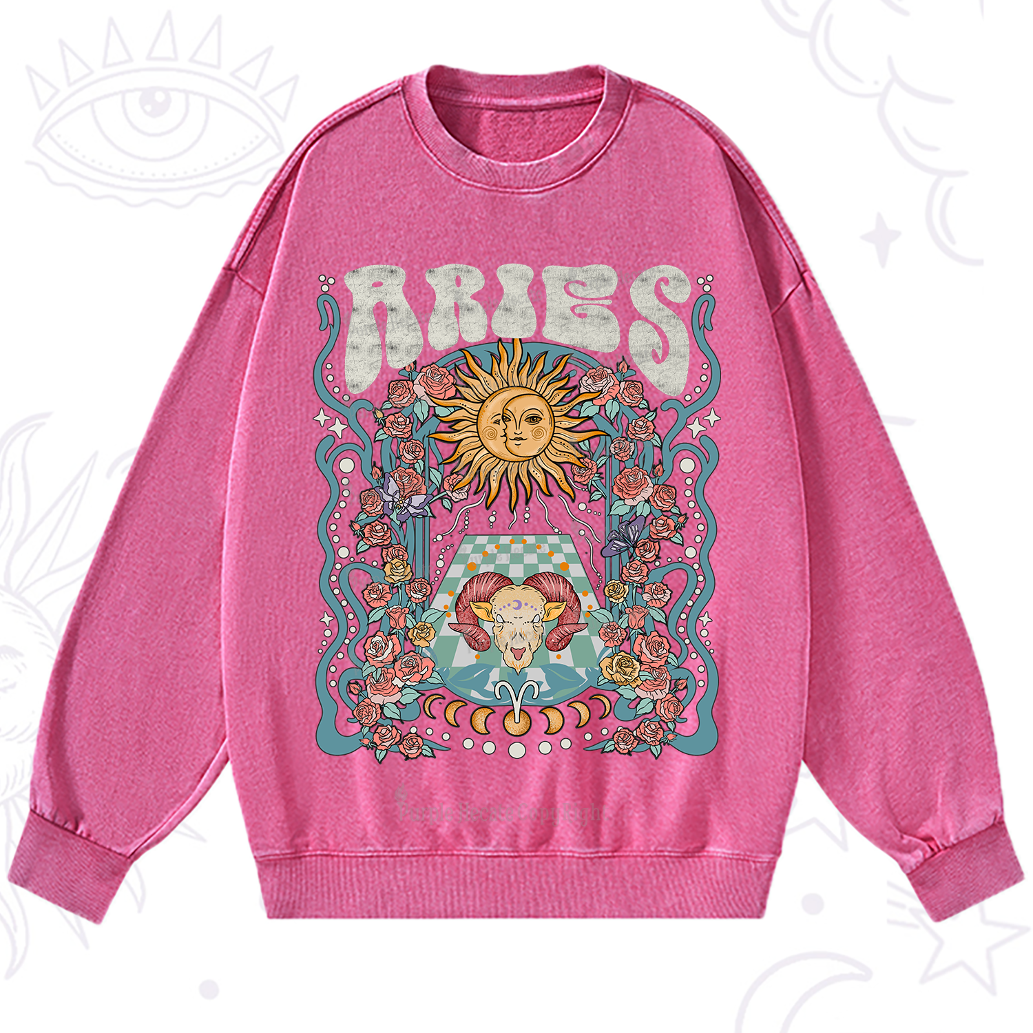 Purplehecate Aries Spirit Zodiac Washed Sweatshirt