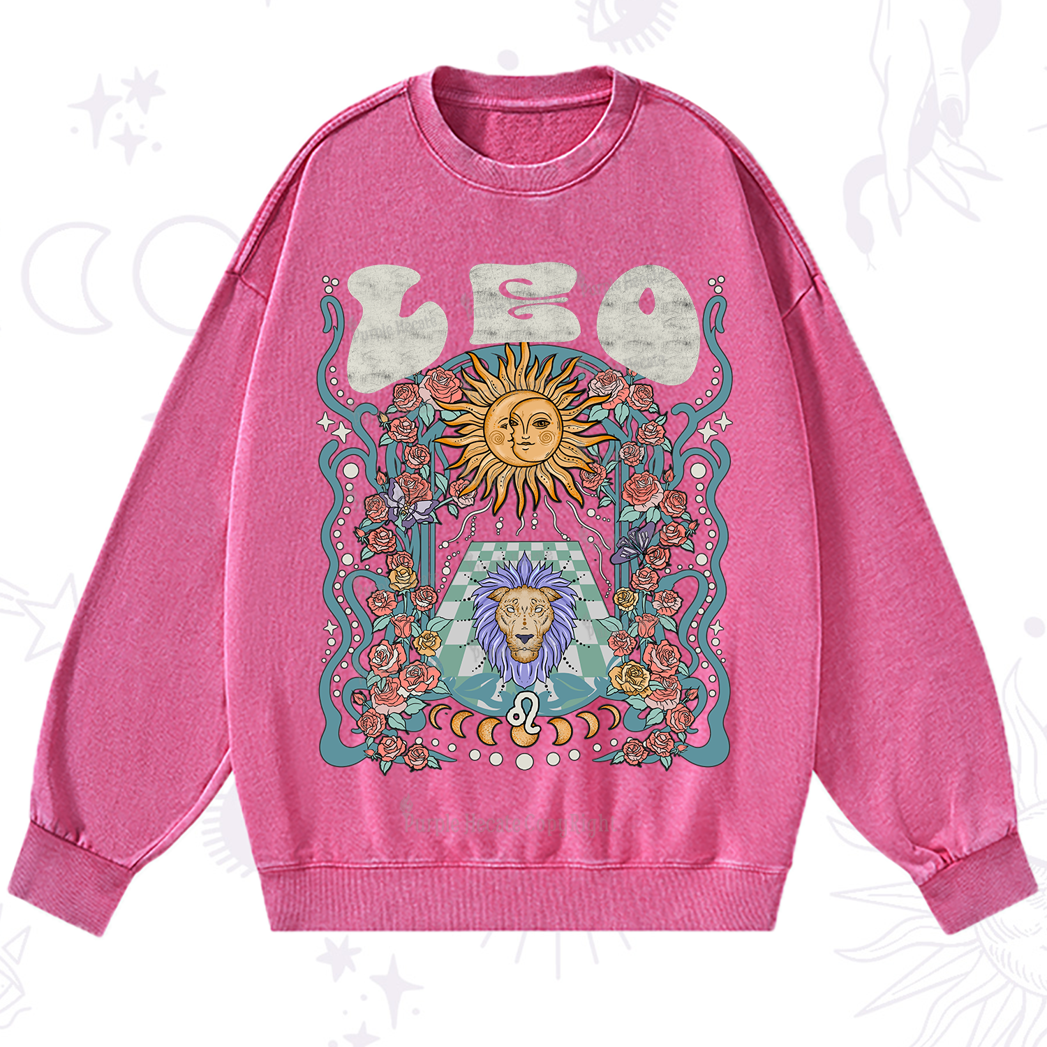 Purplehecate Leo Spirit Zodiac Washed Sweatshirt