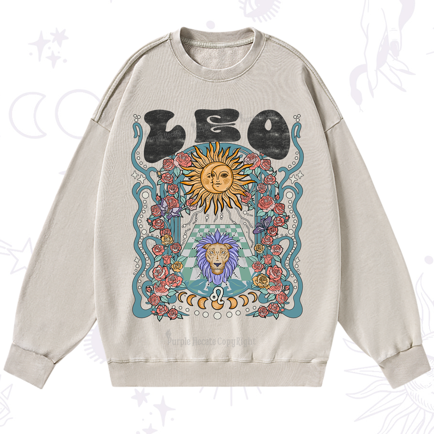 Purplehecate Leo Spirit Zodiac Washed Sweatshirt