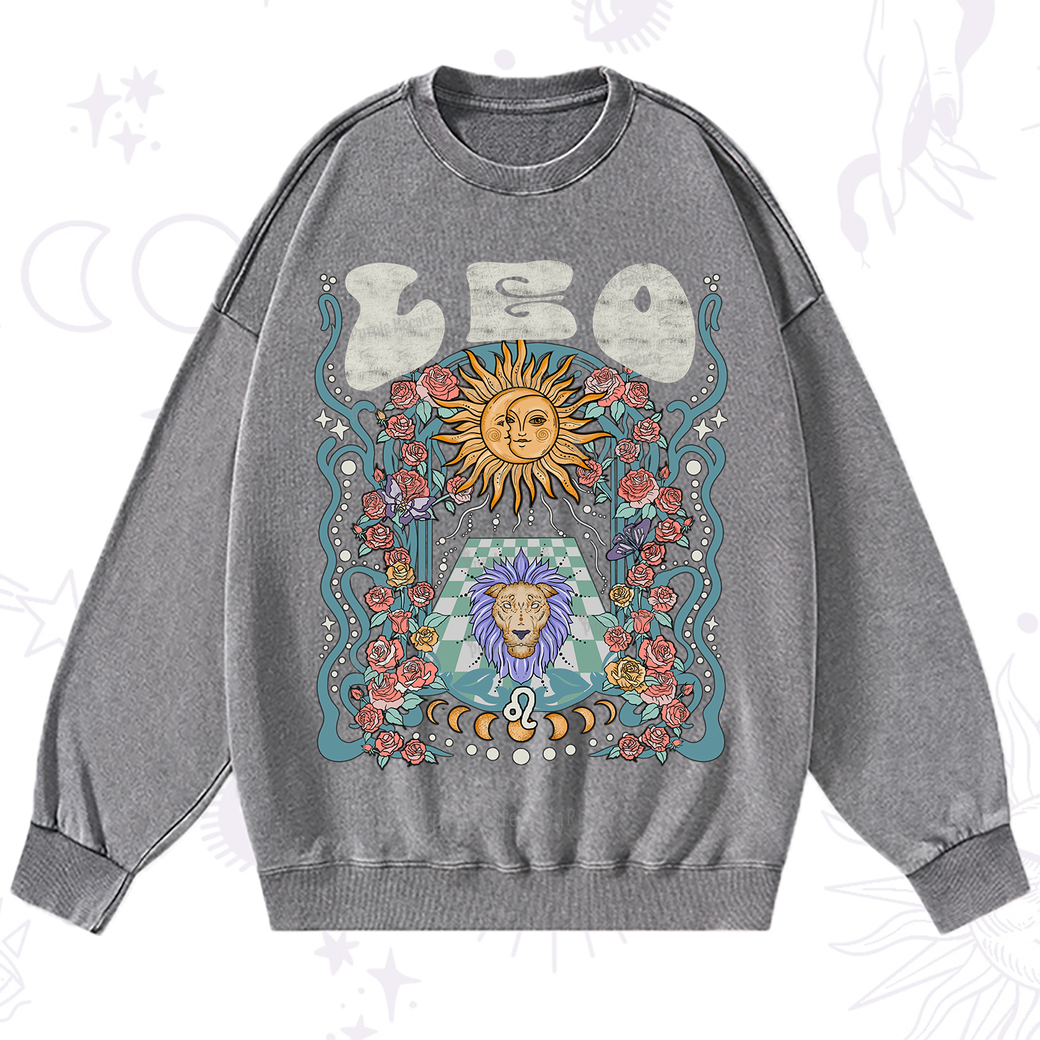 Purplehecate Leo Spirit Zodiac Washed Sweatshirt
