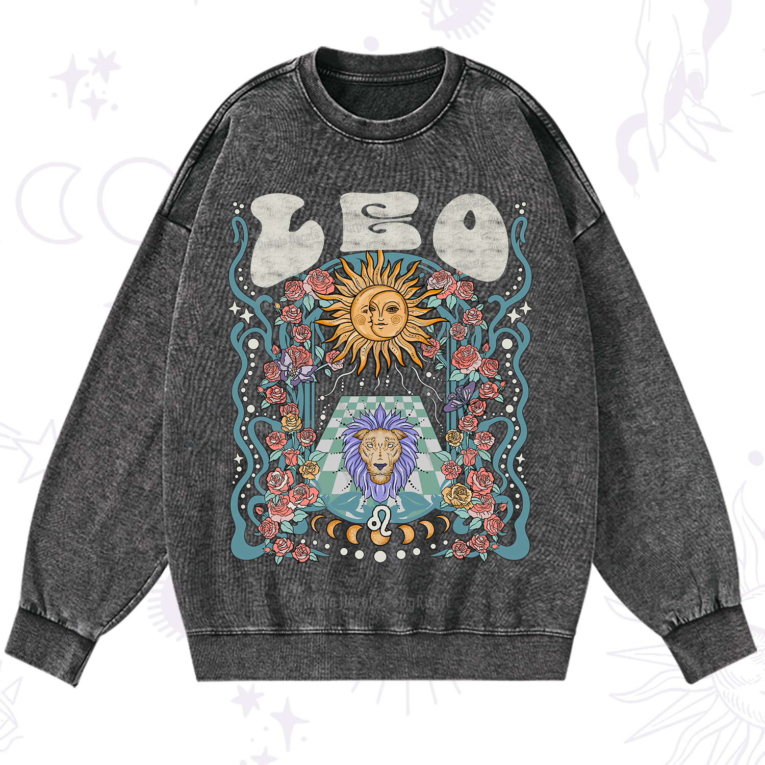 Purplehecate Leo Spirit Zodiac Washed Sweatshirt