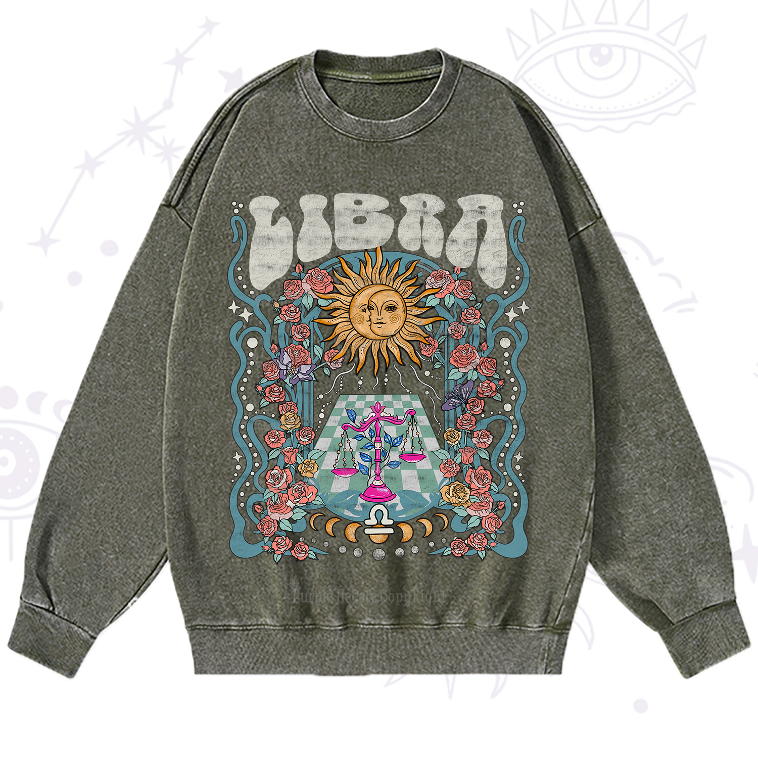 Purplehecate Libra Spirit Zodiac Washed Sweatshirt