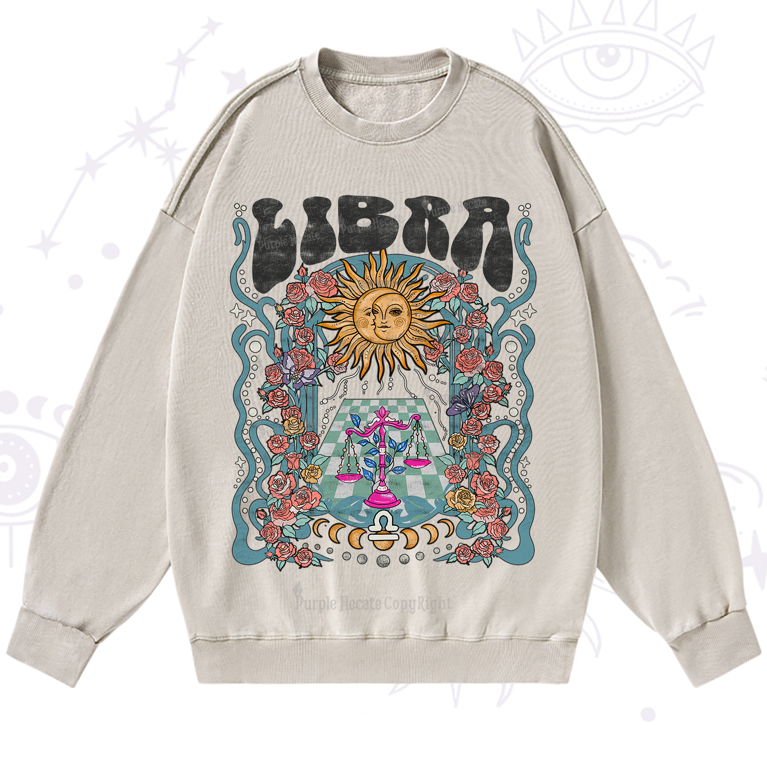 Purplehecate Libra Spirit Zodiac Washed Sweatshirt