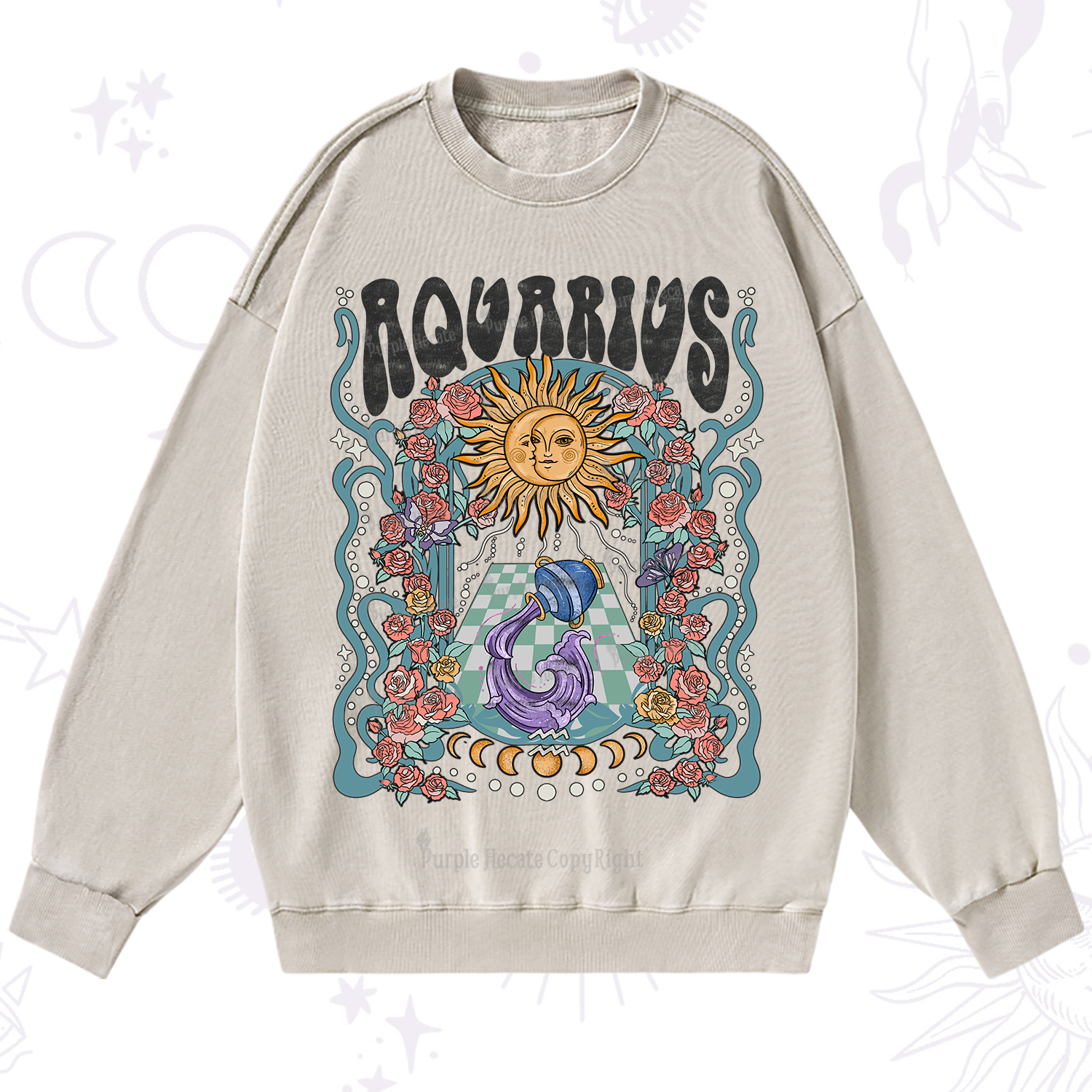 Purplehecate Aquarius Spirit Zodiac Washed Sweatshirt
