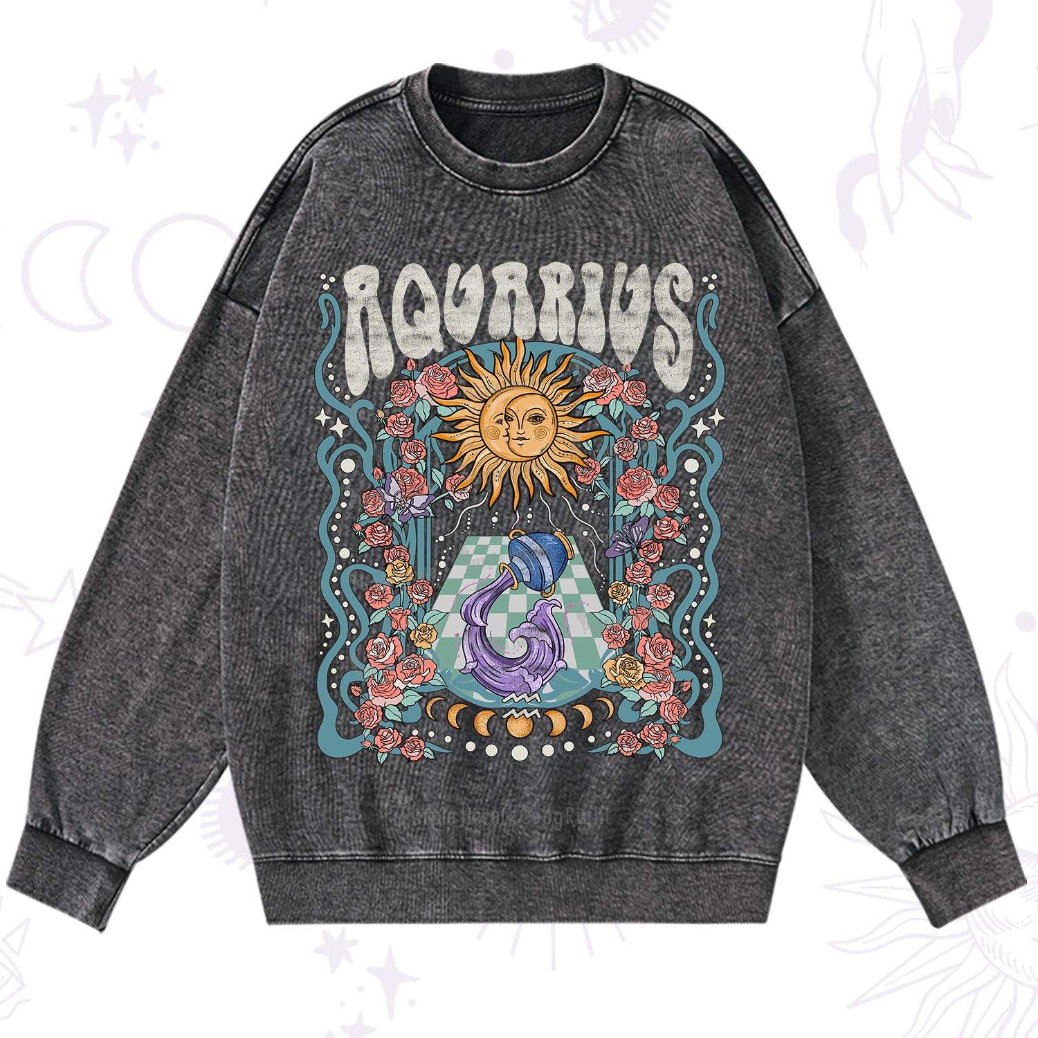 Purplehecate Aquarius Spirit Zodiac Washed Sweatshirt
