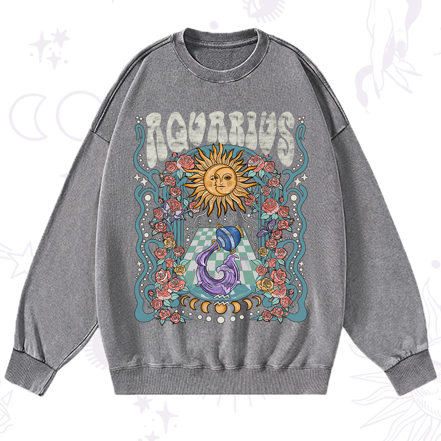 Purplehecate Aquarius Spirit Zodiac Washed Sweatshirt