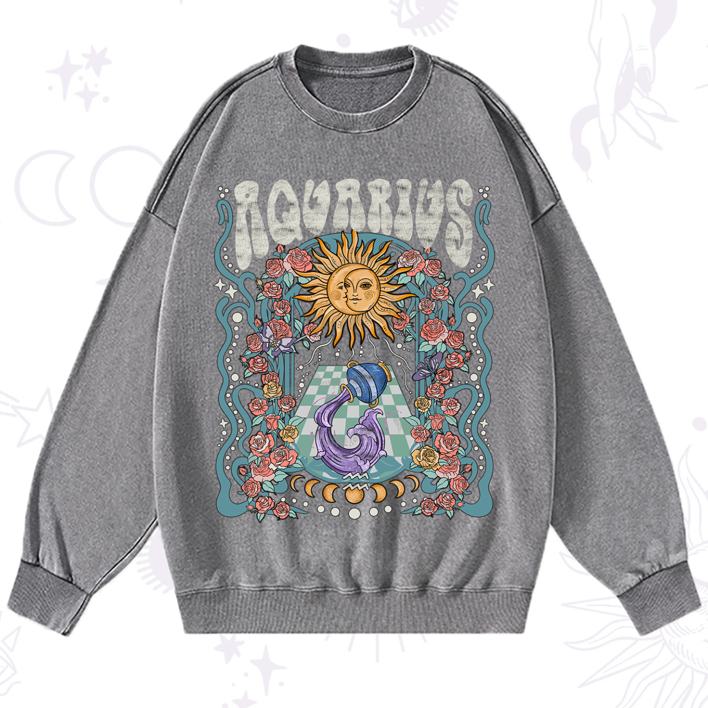 Purplehecate Aquarius Spirit Zodiac Washed Sweatshirt