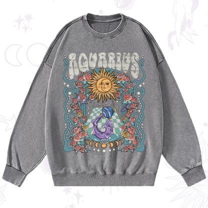 Purplehecate Aquarius Spirit Zodiac Washed Sweatshirt