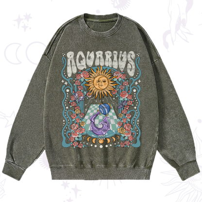 Purplehecate Aquarius Spirit Zodiac Washed Sweatshirt