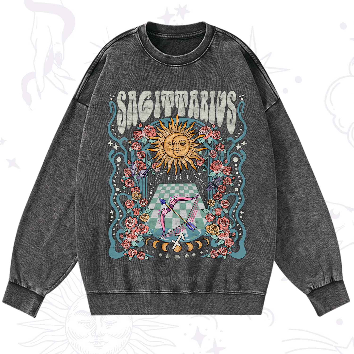 Purplehecate Sagittarius Spirit Zodiac Washed Sweatshirt