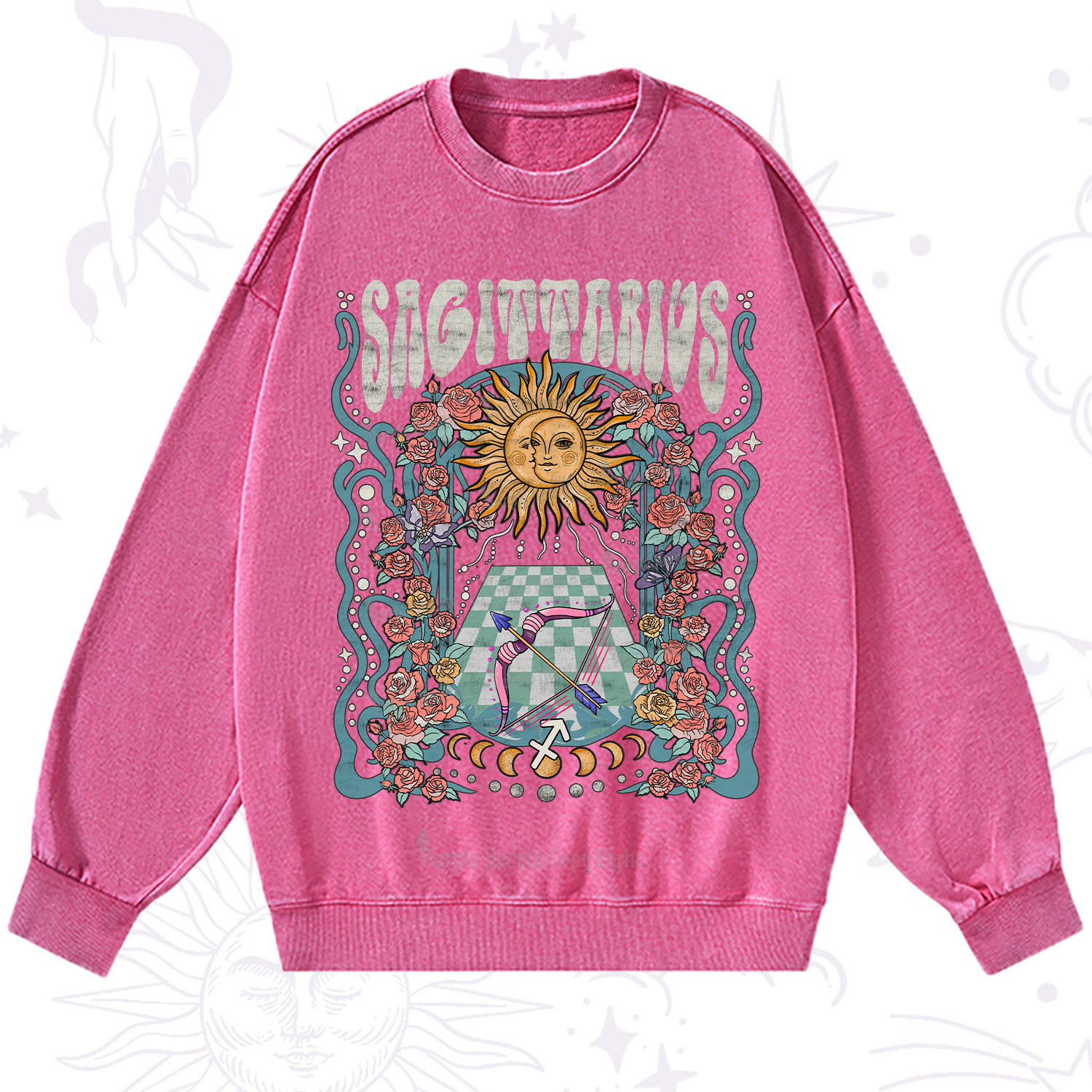 Purplehecate Sagittarius Spirit Zodiac Washed Sweatshirt