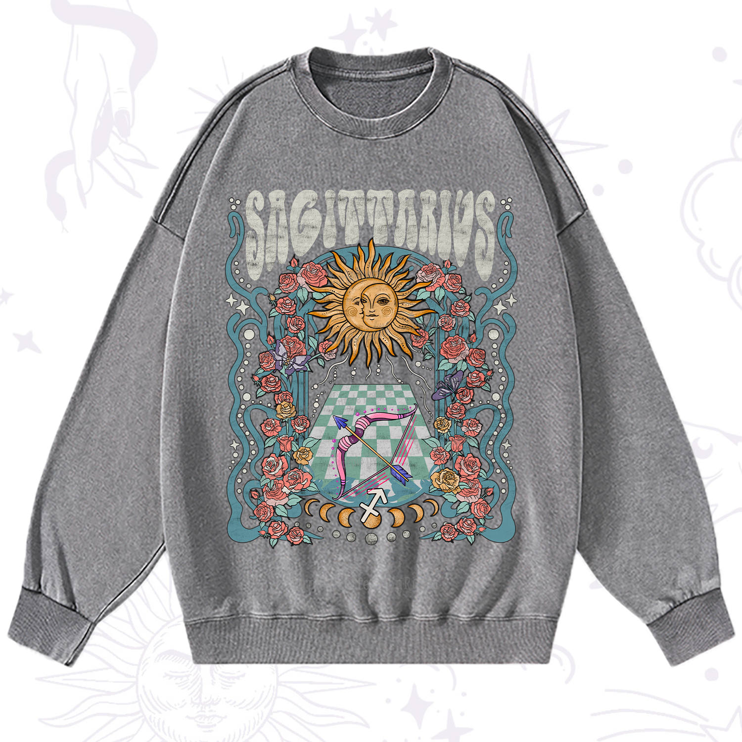 Purplehecate Sagittarius Spirit Zodiac Washed Sweatshirt