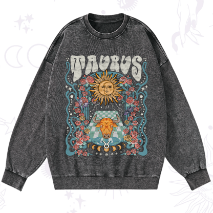 Purplehecate Taurus Spirit Zodiac Washed Sweatshirt