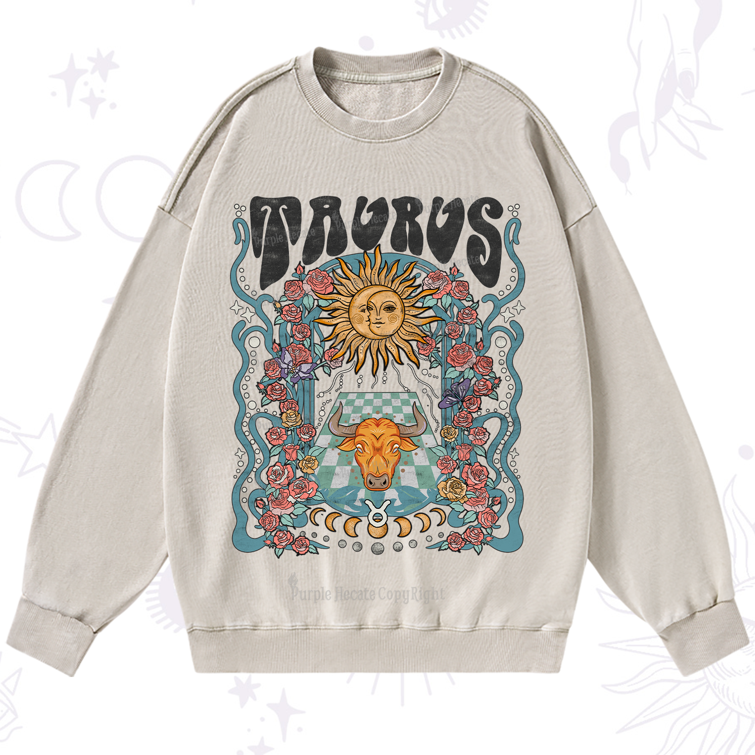 Purplehecate Taurus Spirit Zodiac Washed Sweatshirt