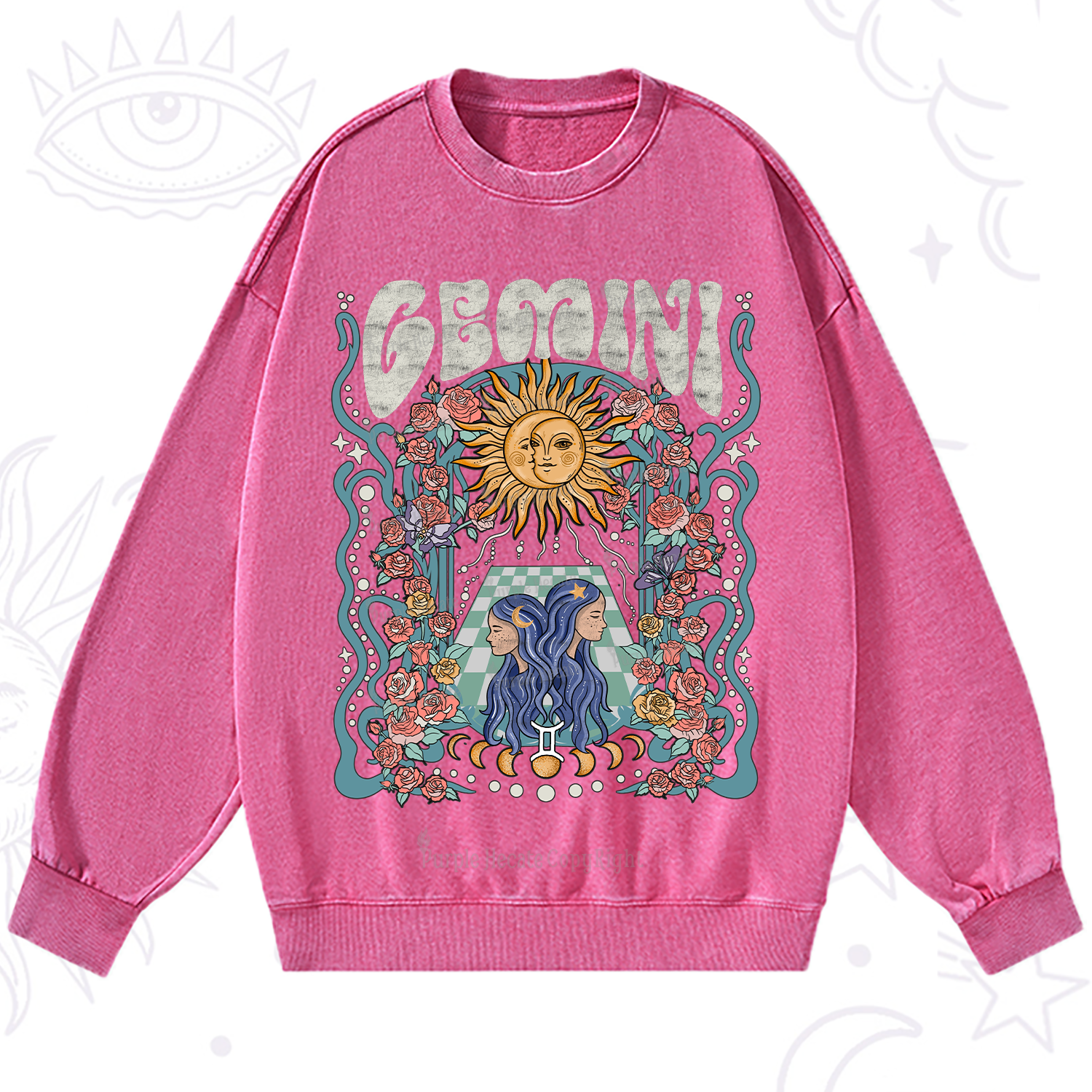 Purplehecate Gemini Spirit Zodiac Washed Sweatshirt