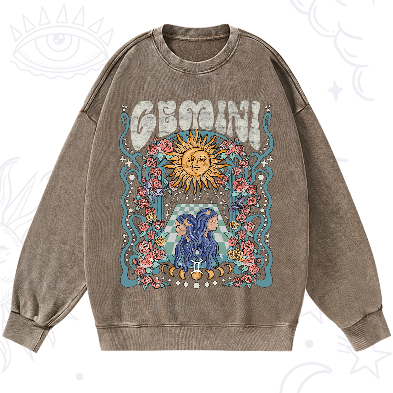 Purplehecate Gemini Spirit Zodiac Washed Sweatshirt
