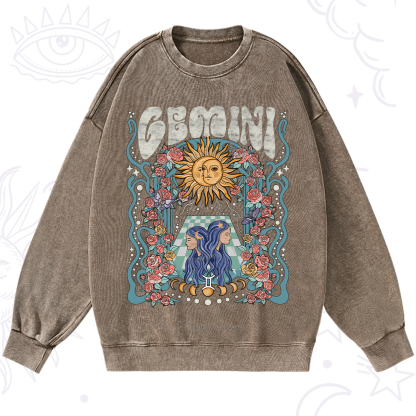 Purplehecate Gemini Spirit Zodiac Washed Sweatshirt
