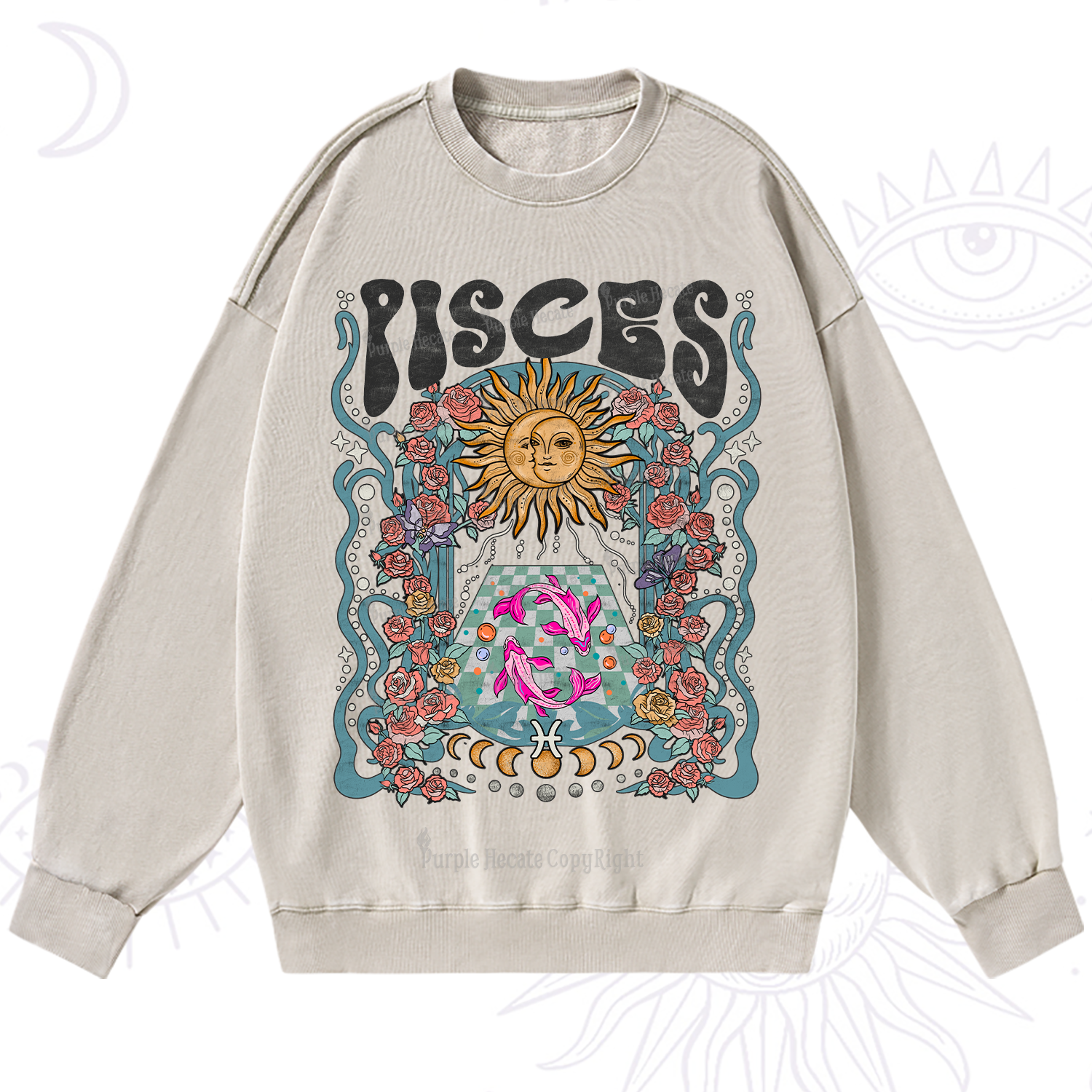 Purplehecate Pisces Spirit Zodiac Washed Sweatshirt