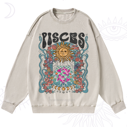 Purplehecate Pisces Spirit Zodiac Washed Sweatshirt